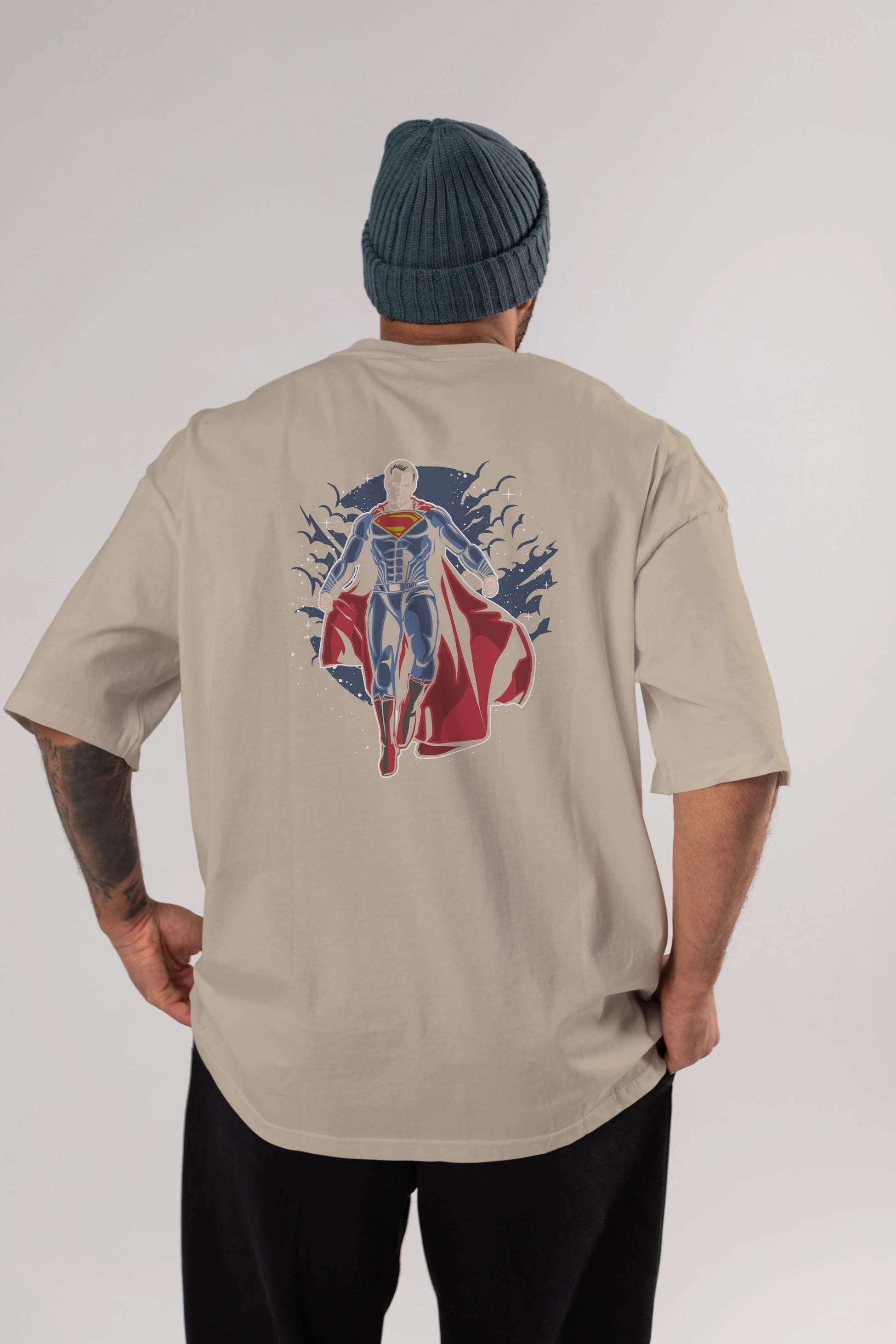 SUPERMAN Arka Baskılı Oversize t-shirt Erkek Kadın Unisex %100 Pamuk