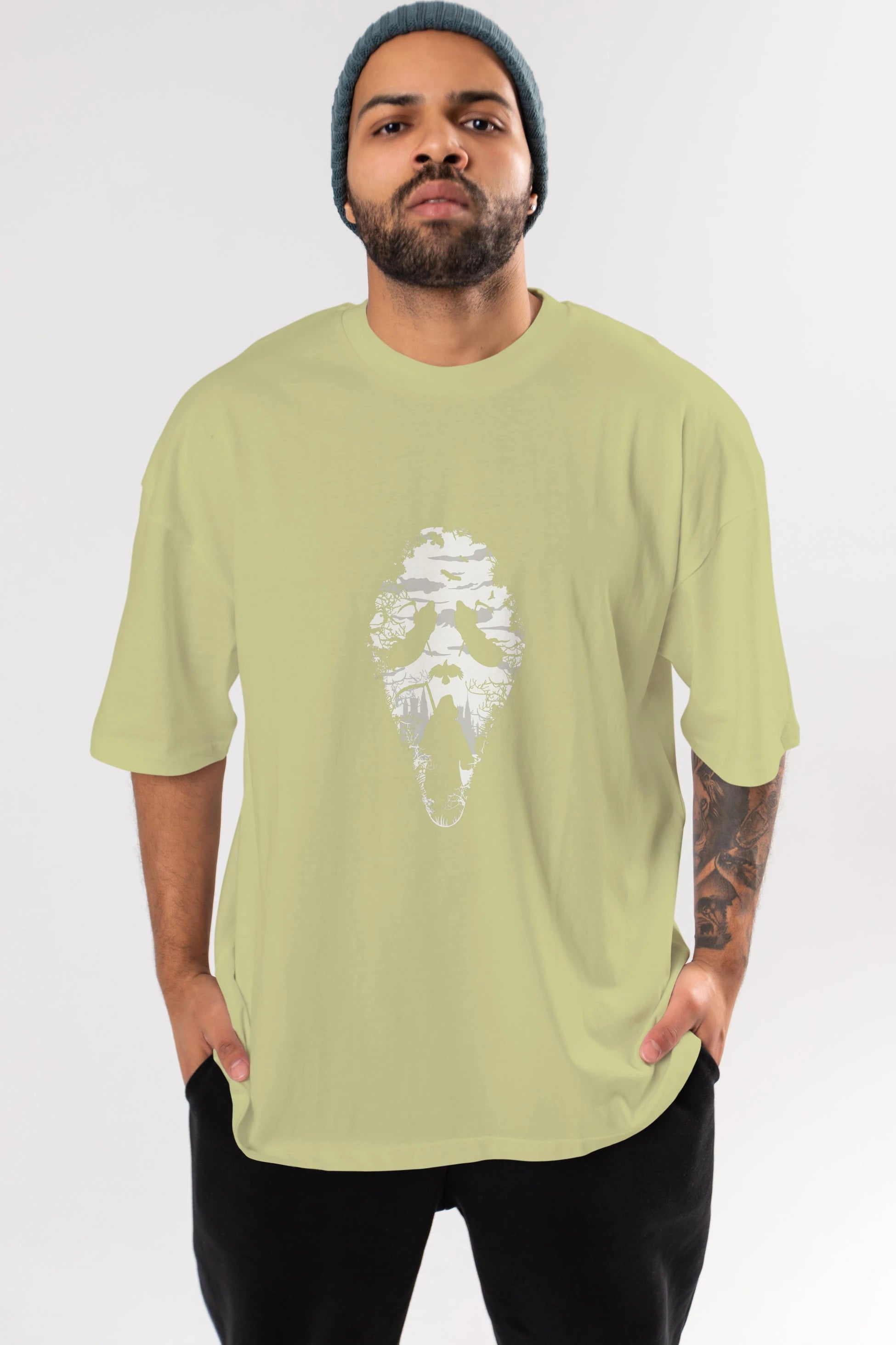 Reaper Scream Ön Baskılı Oversize t-shirt %100 pamuk Erkek Kadın Unisex