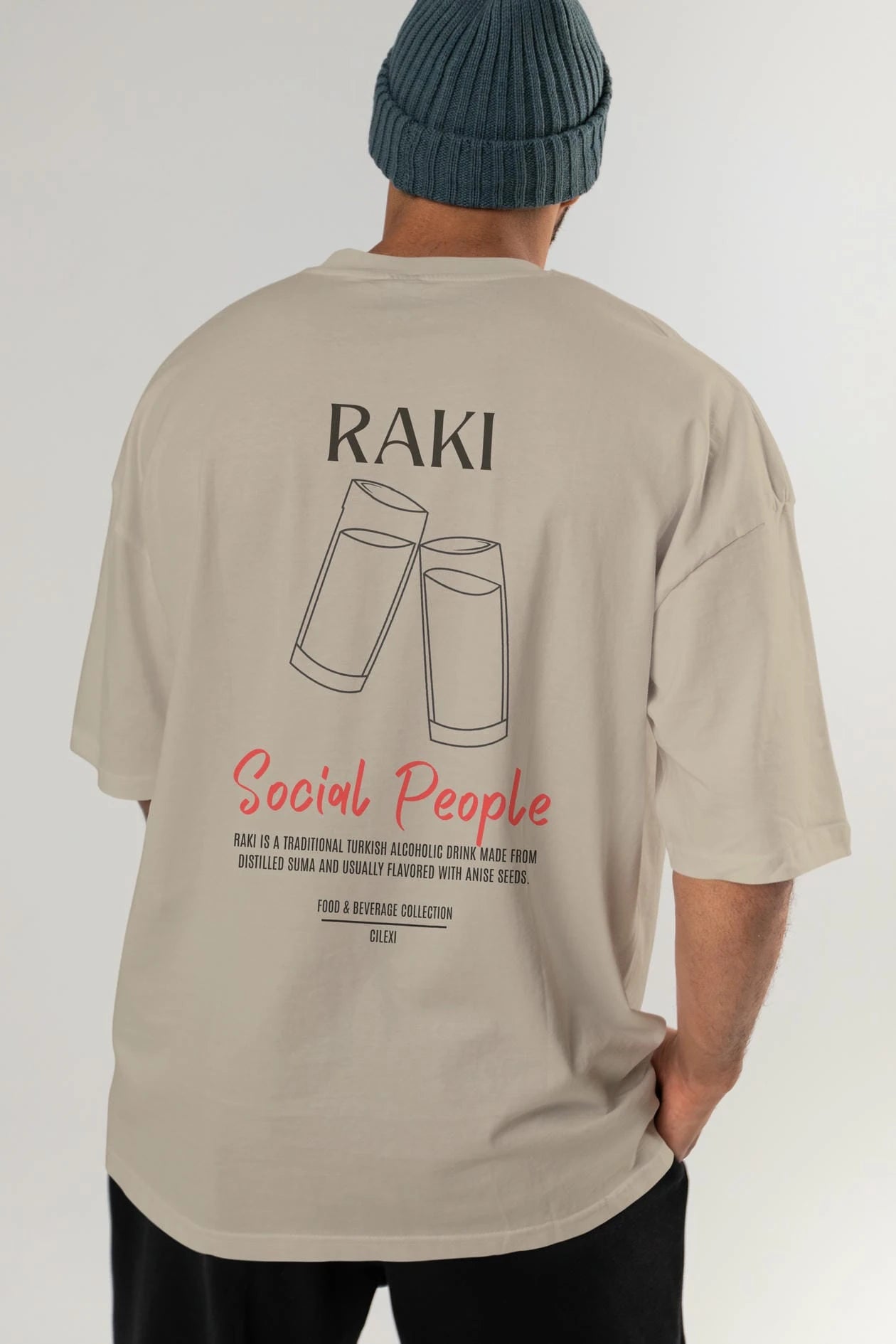 Rakı Kokteyl Serisi Baskılı Oversize t-shirt Erkek Kadın Unisex %100 Pamuk Bisiklet Yaka tişort