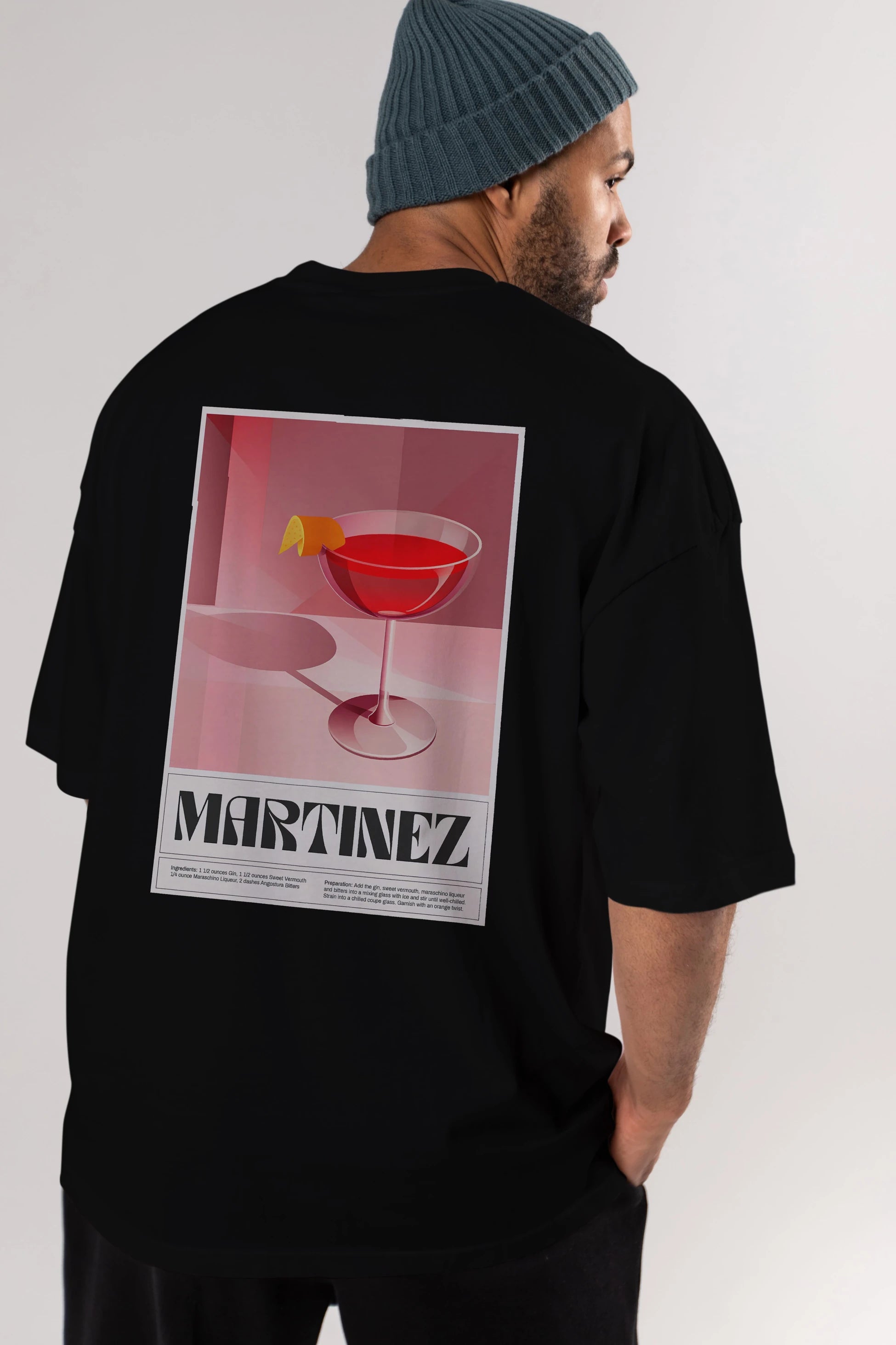 Martinez Arka Baskılı Oversize t-shirt Erkek Kadın Unisex %100 Pamuk Bisiklet Yaka tişort