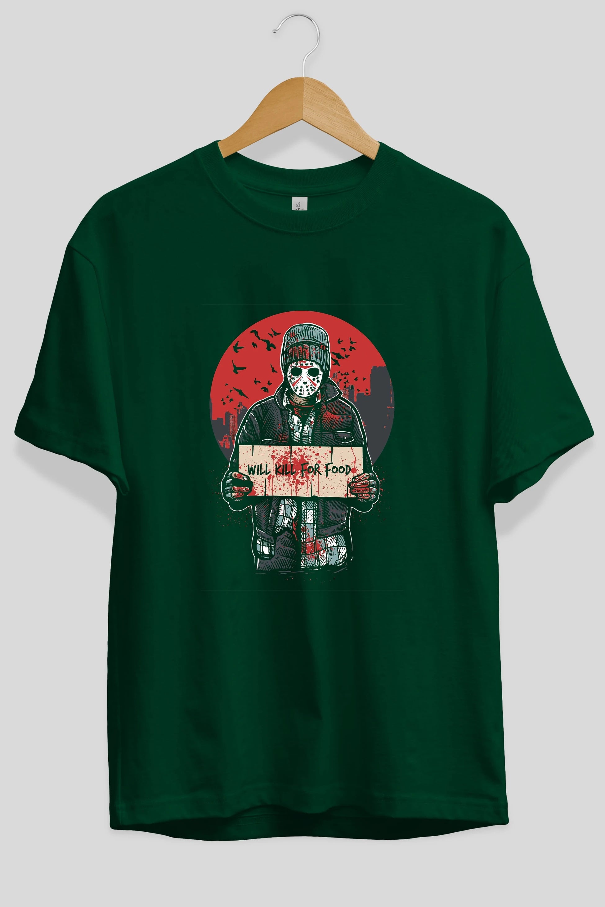 Kill For Food Ön Baskılı Oversize t-shirt Erkek Kadın Unisex %100 Pamuk tişort