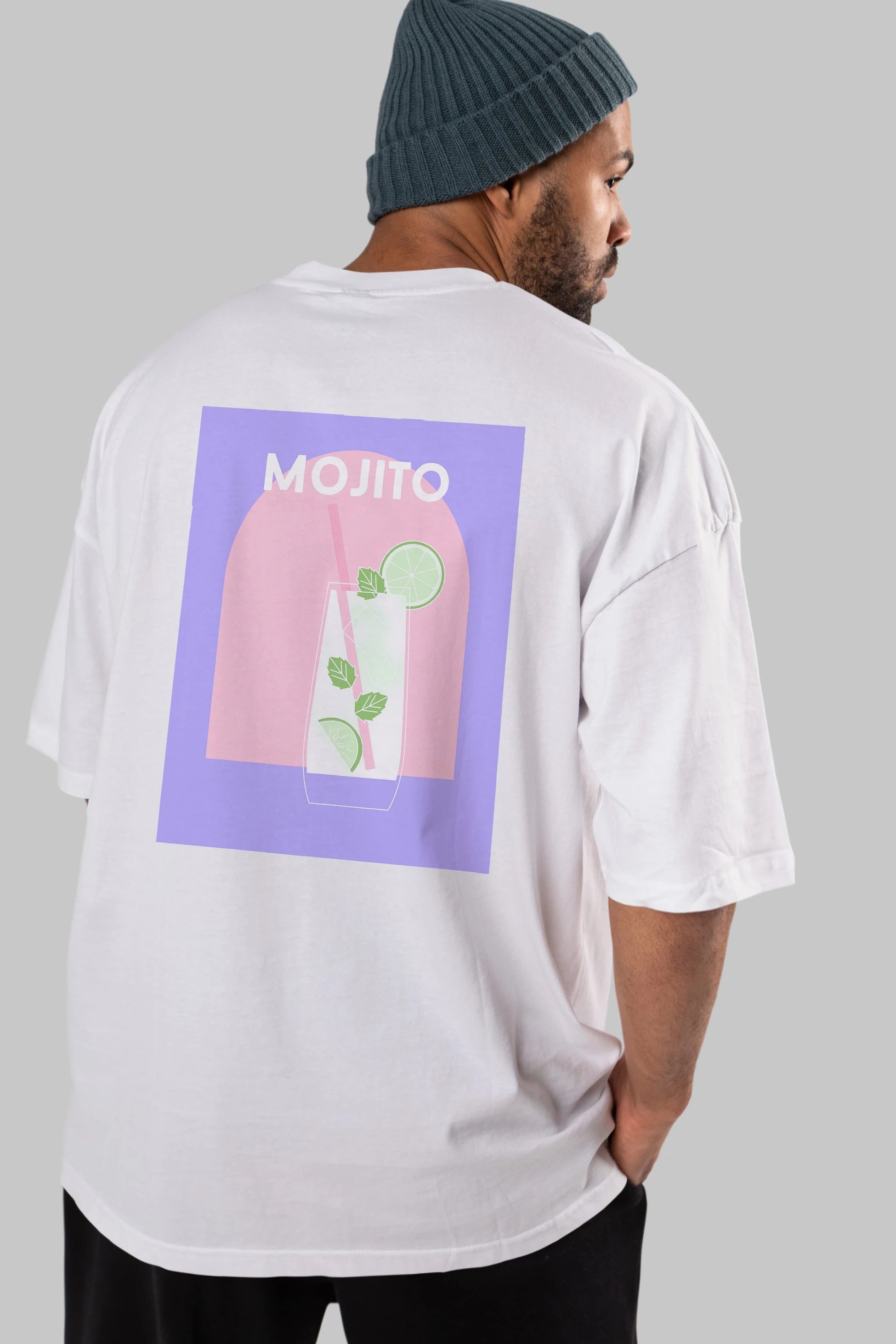 Mojito 2 Arka Baskılı Oversize t-shirt Erkek Kadın Unisex %100 Pamuk Bisiklet Yaka tişort
