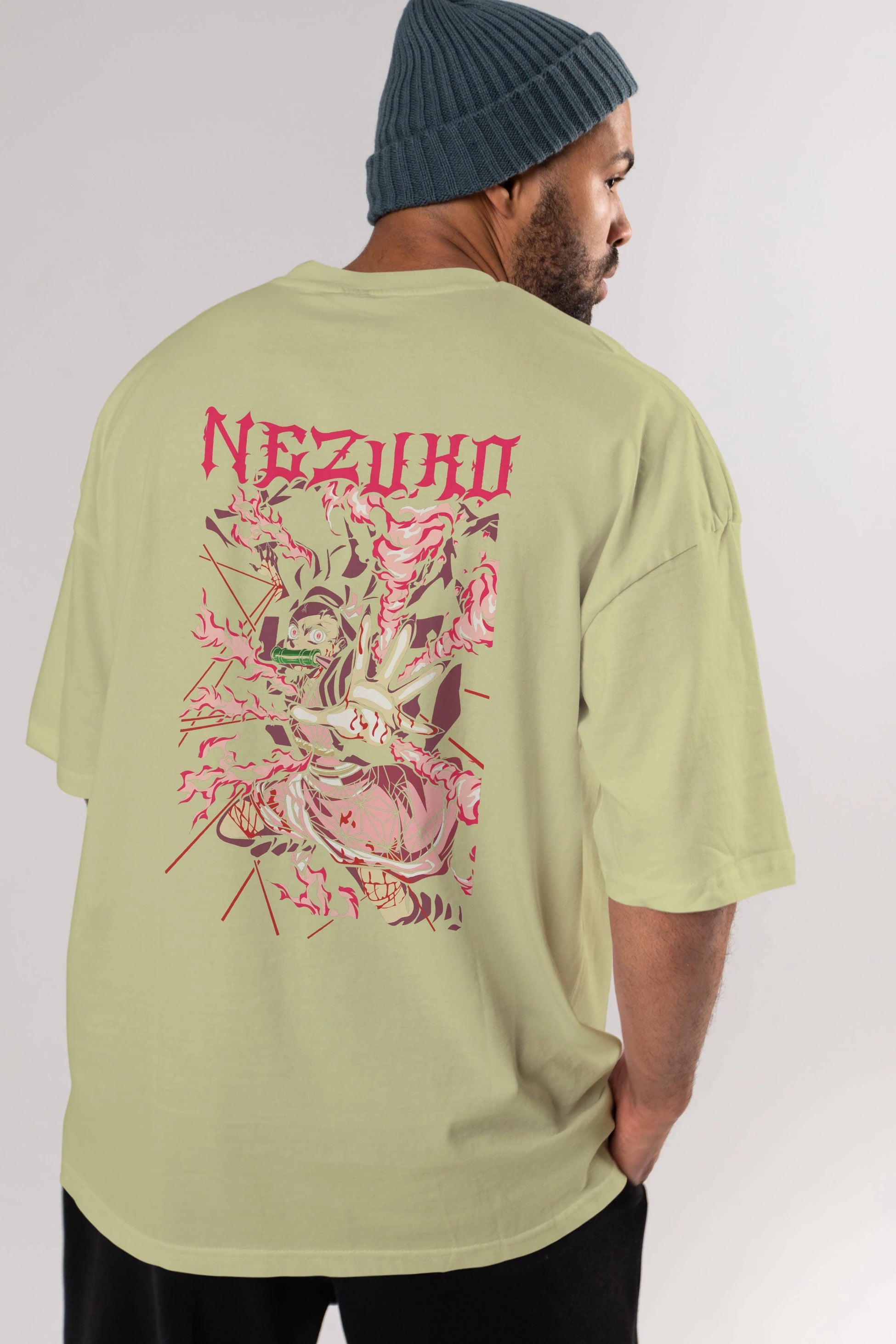 NEZUKO KAMADO Anime Arka Baskılı Oversize t-shirt Erkek Kadın Unisex