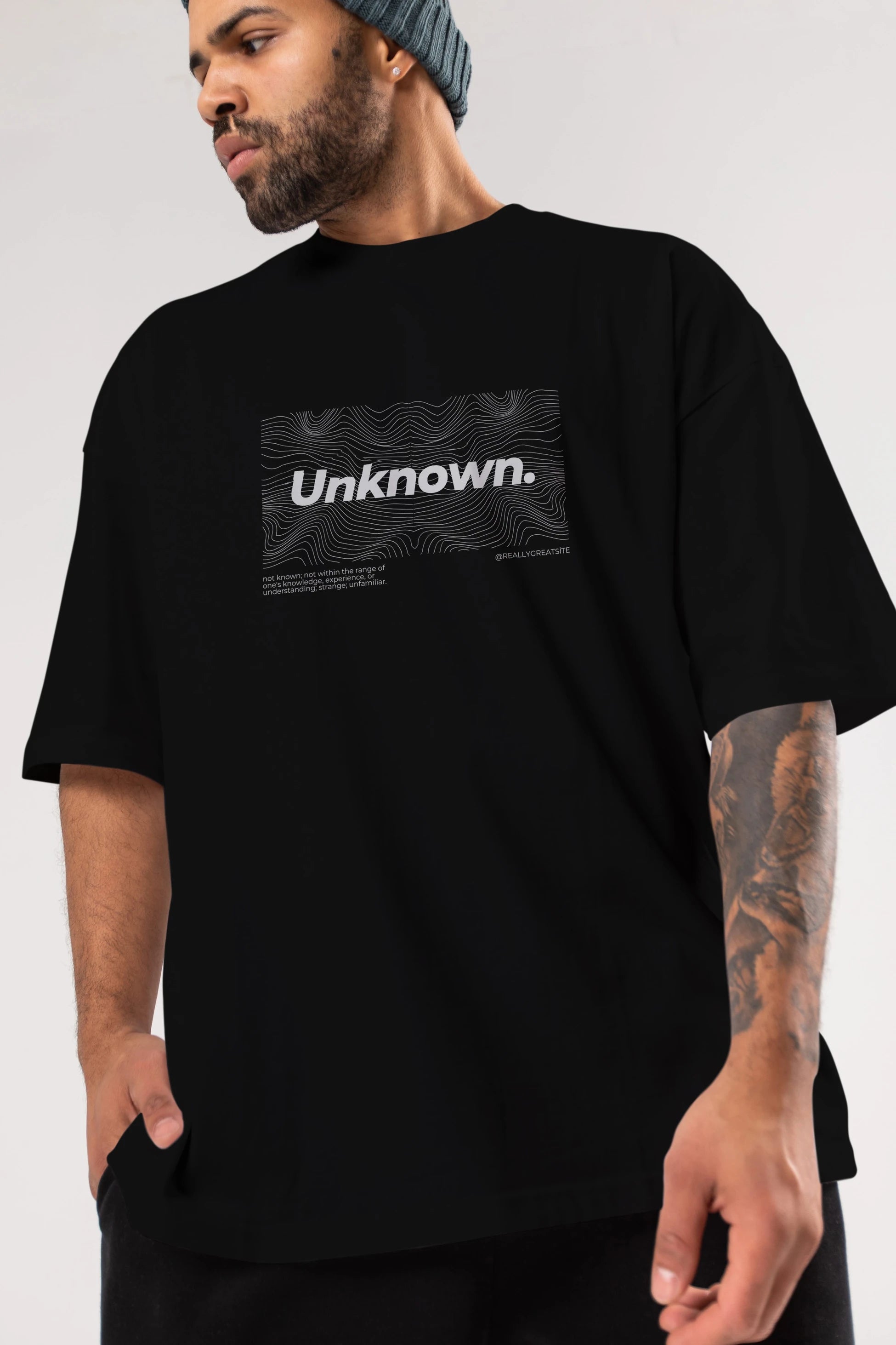 Unknown Yazılı Ön Baskılı Oversize t-shirt Erkek Kadın Unisex