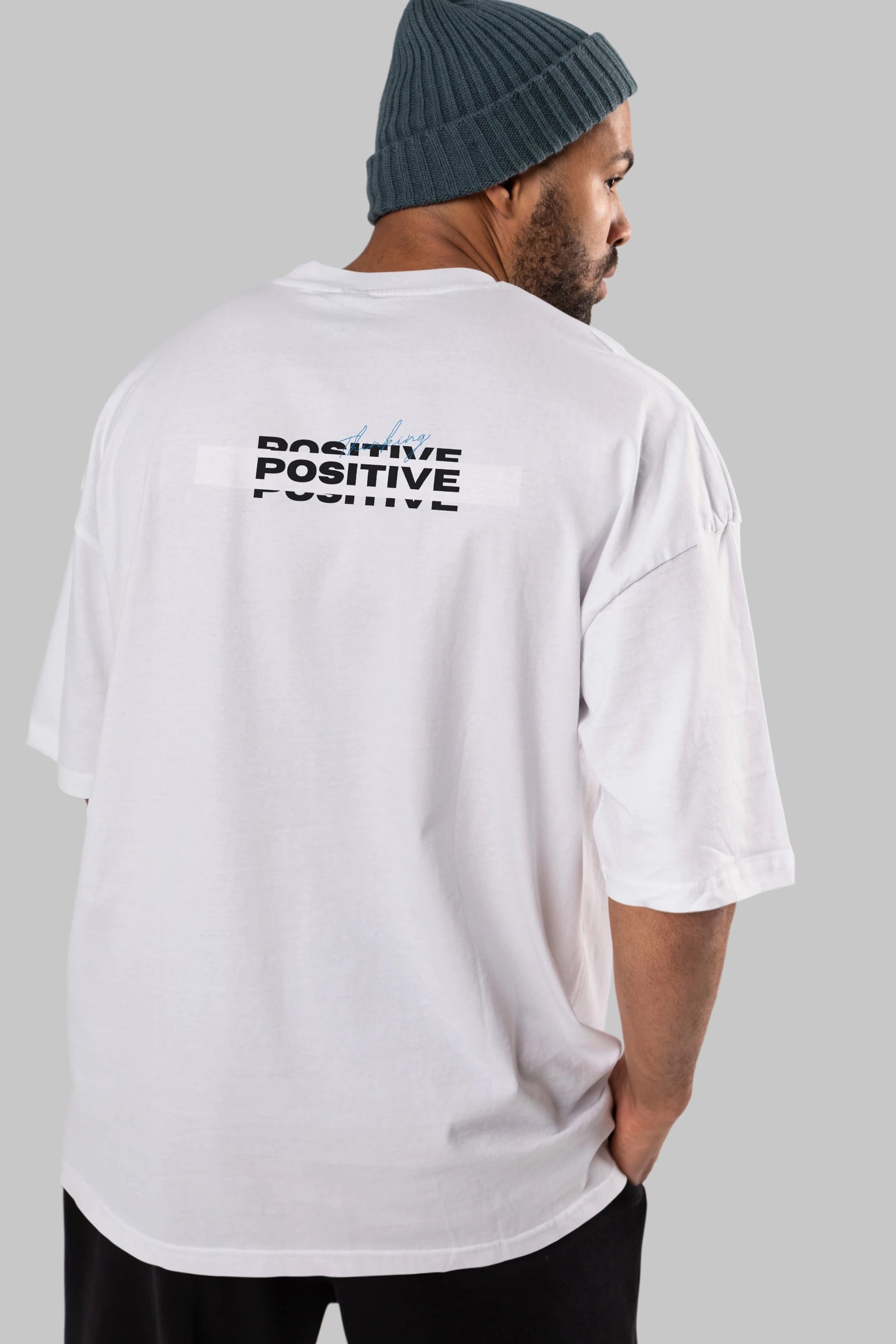 Positive Thinking Arka Baskılı Oversize t-shirt Erkek Kadın Unisex