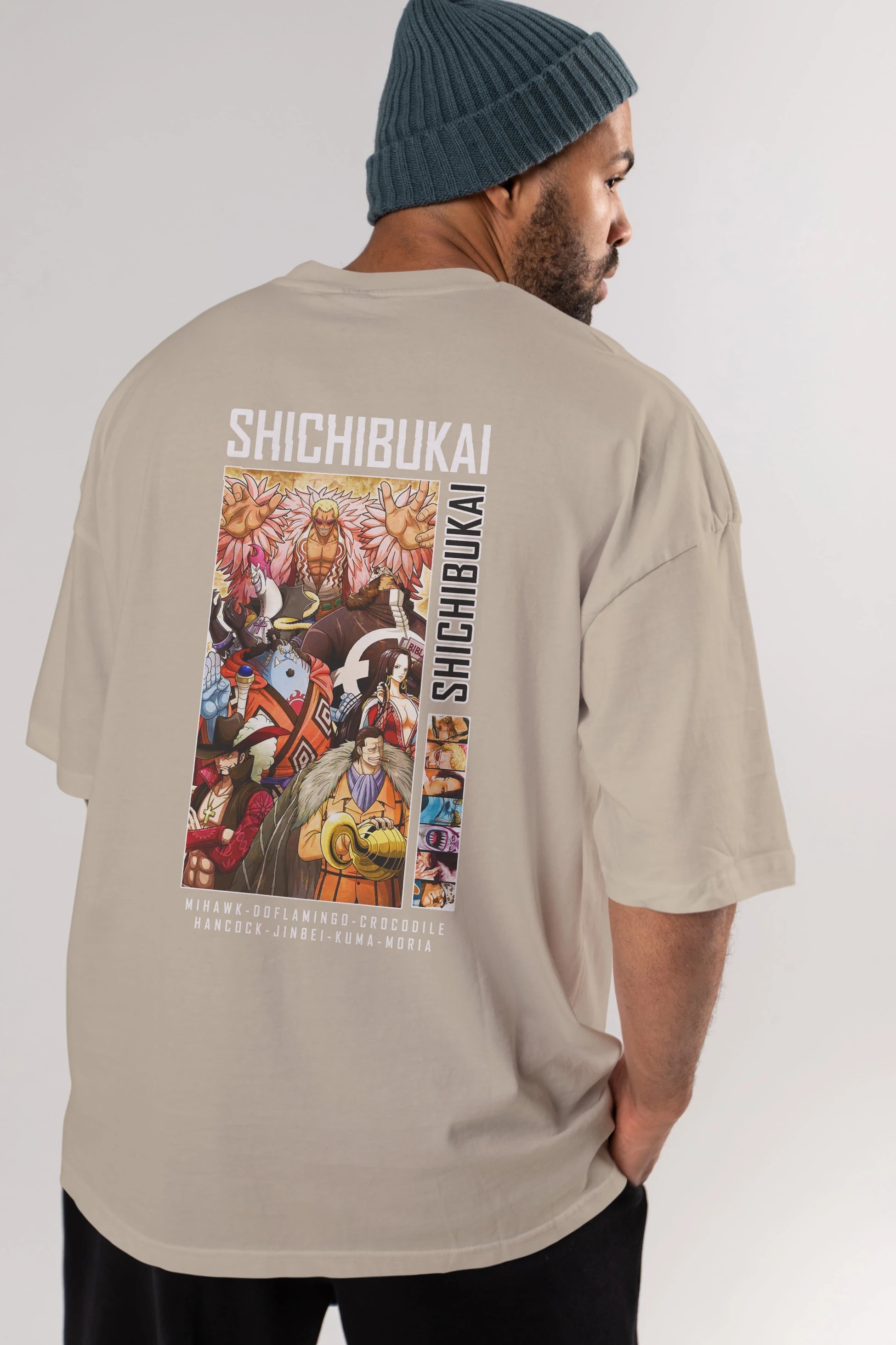 Shichibukai Anime Arka Baskılı Oversize t-shirt Erkek Kadın Unisex %100 pamuk tişort