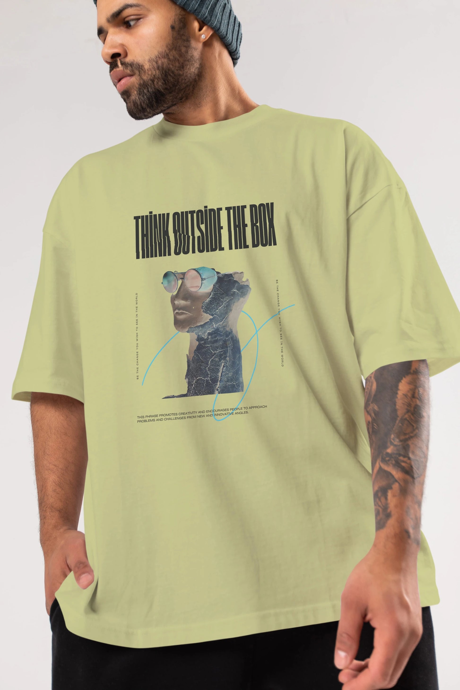 Think Outside The Box Ön Baskılı Oversize t-shirt Erkek Kadın Unisex