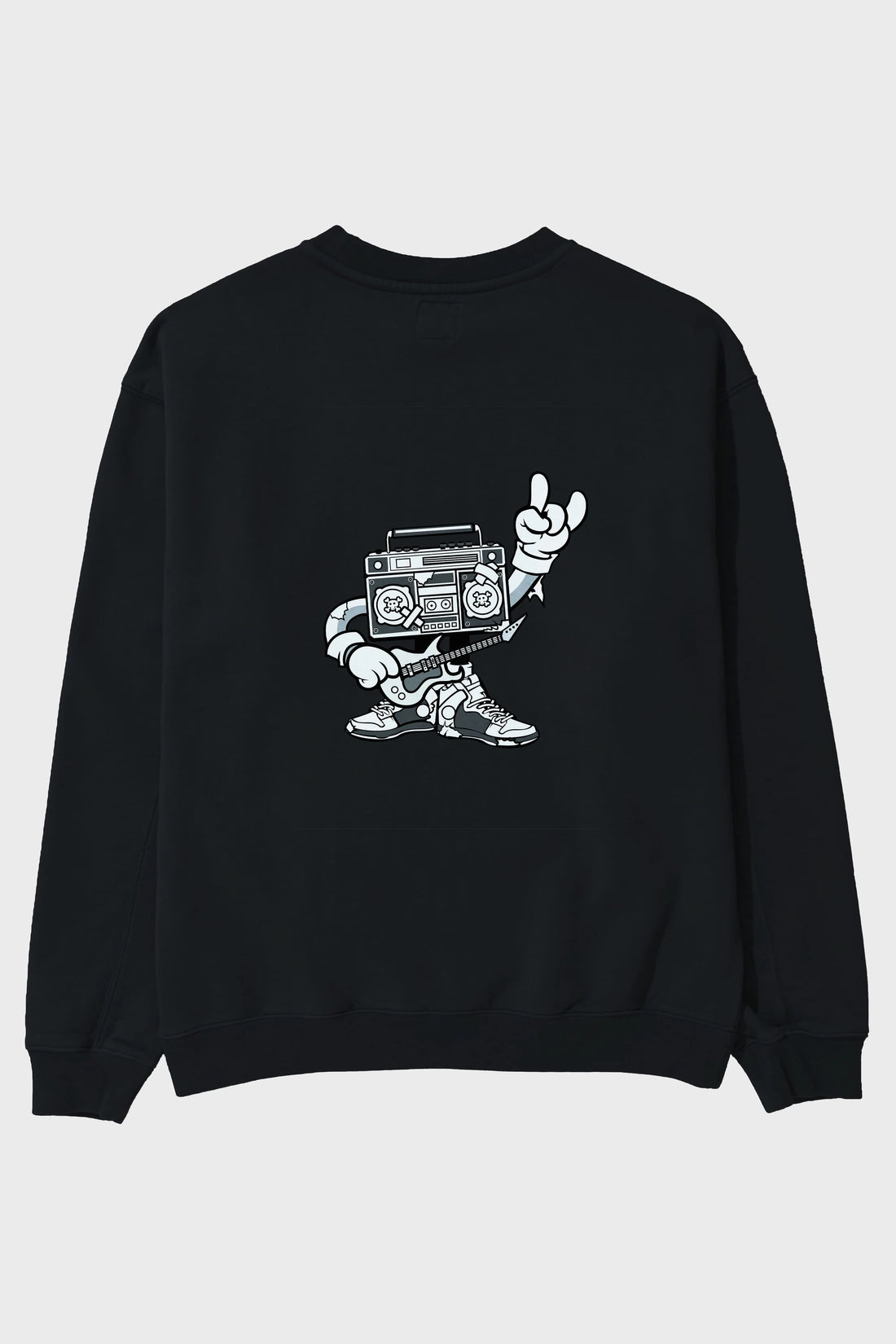 Boombox Rockstar Arka Baskılı Oversize Sweatshirt Erkek Kadın Unisex