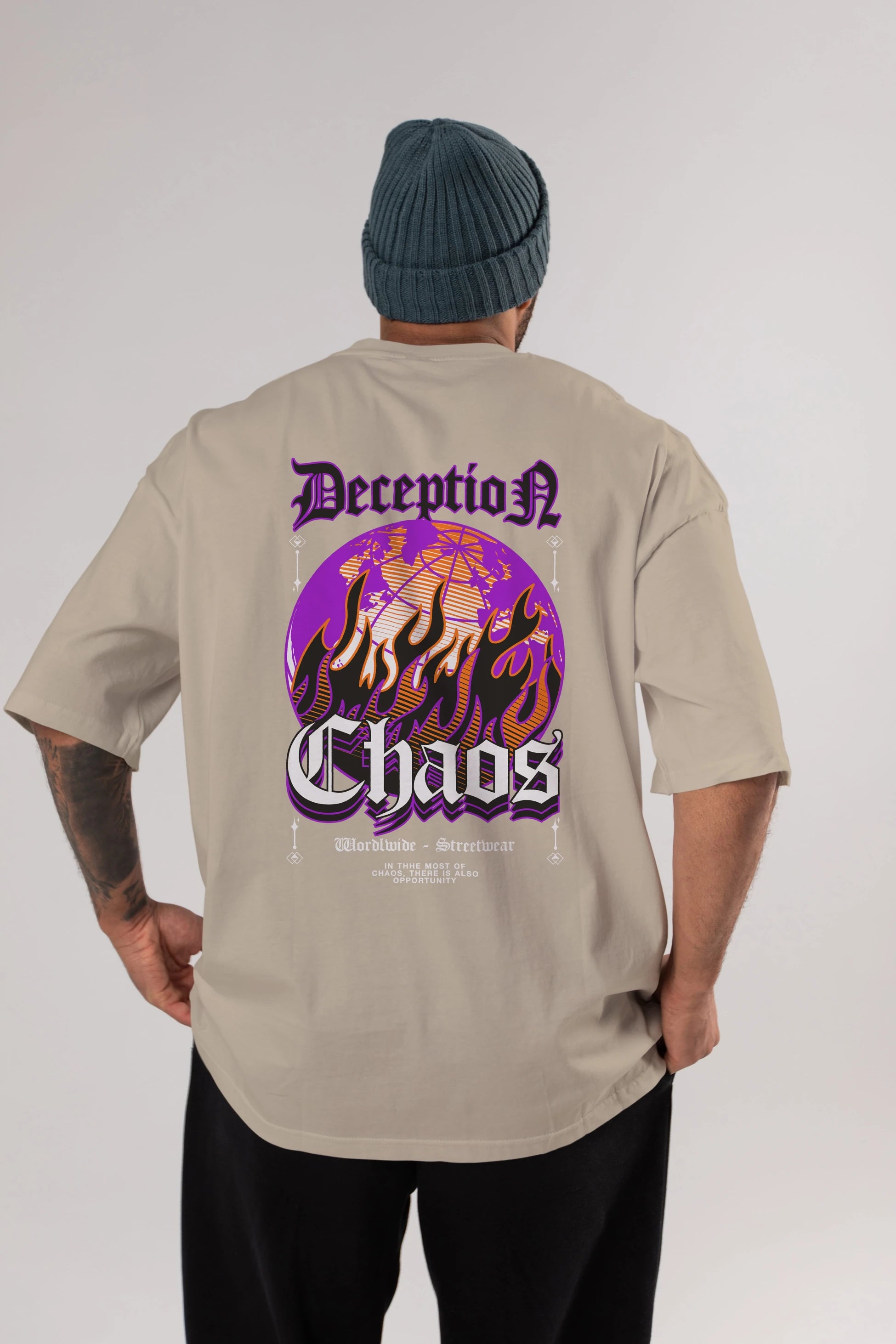 Deception Chaos Arka Baskılı Oversize t-shirt Erkek Kadın Unisex