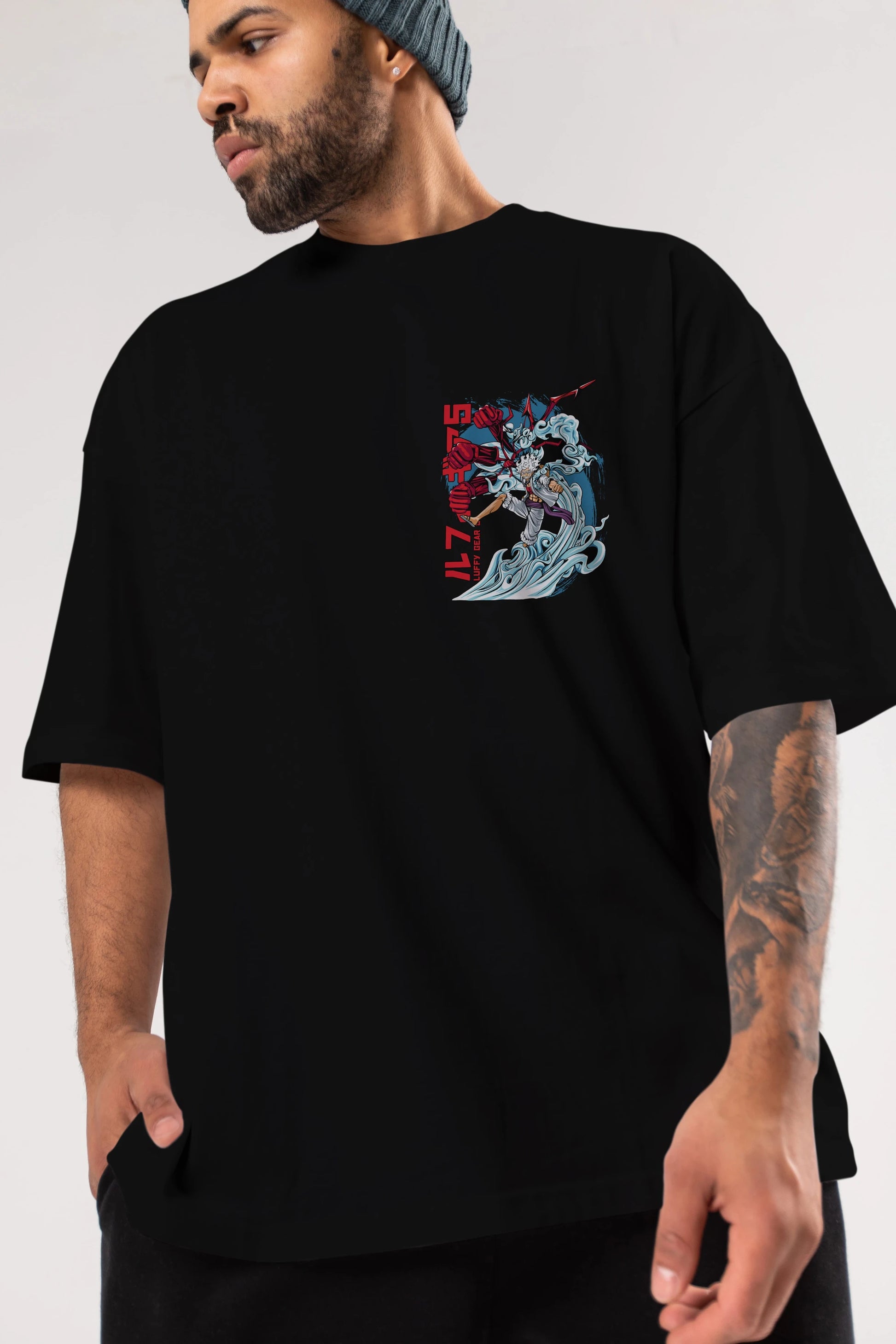 MONKEY D. LUFFY GEAR5 2 Ön Sol Baskılı Oversize t-shirt Erkek Kadın Unisex %100 Pamuk Bisiklet Yaka tişort