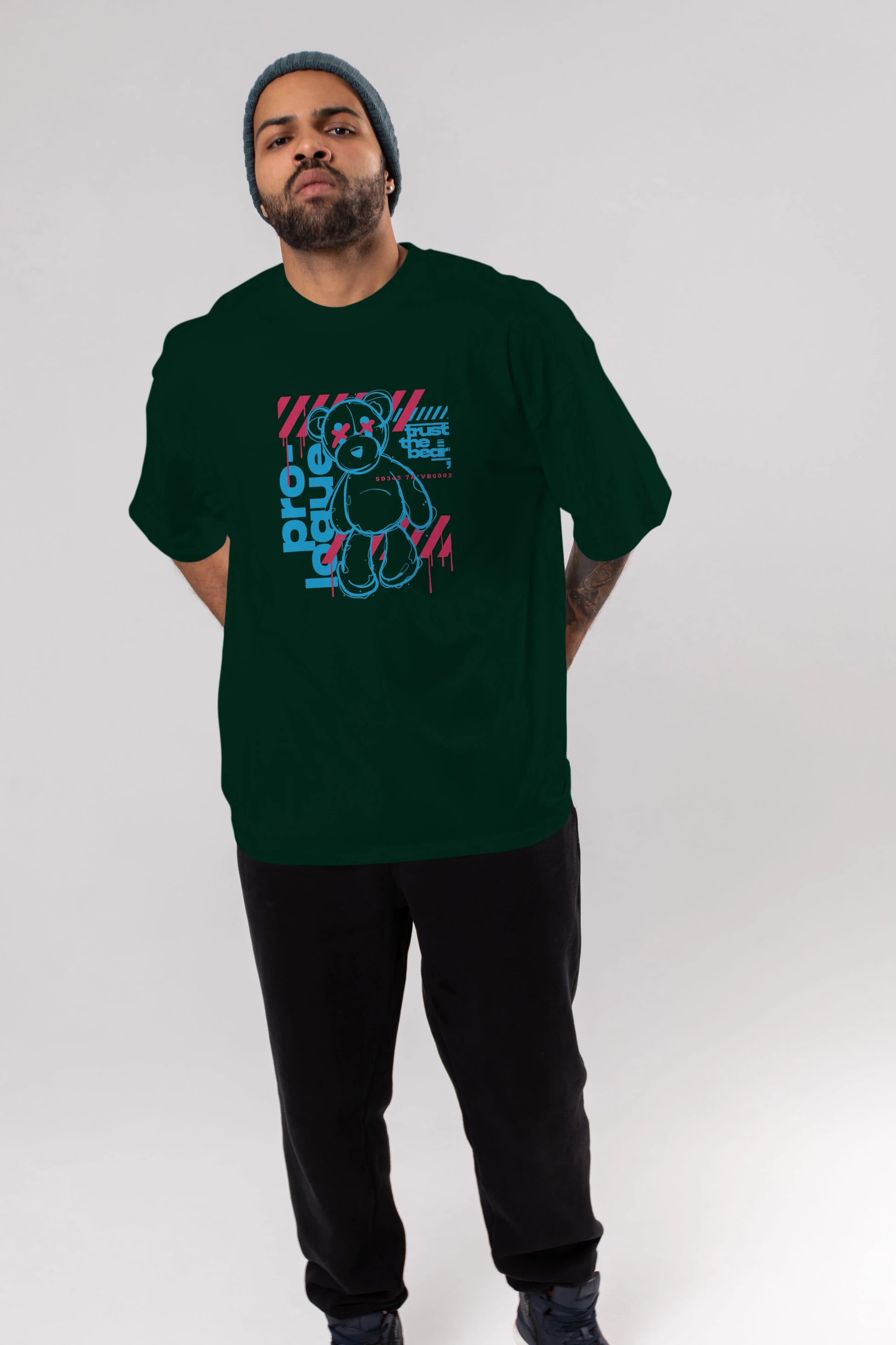 Trust The Bear Ön Baskılı Oversize t-shirt Erkek Kadın Unisex