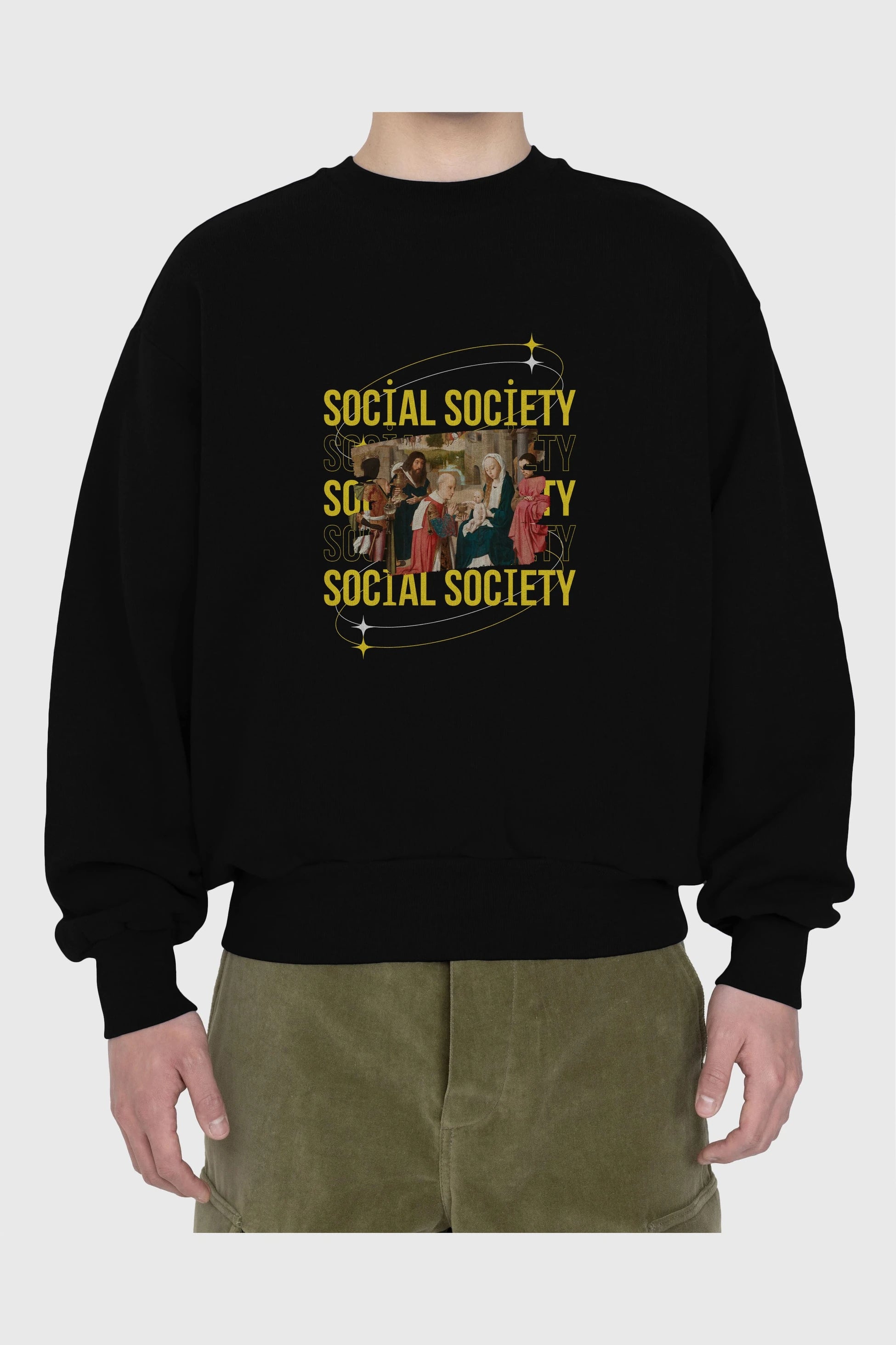 Social Society Yazılı Ön Baskılı Oversize Sweatshirt Erkek Kadın Unisex