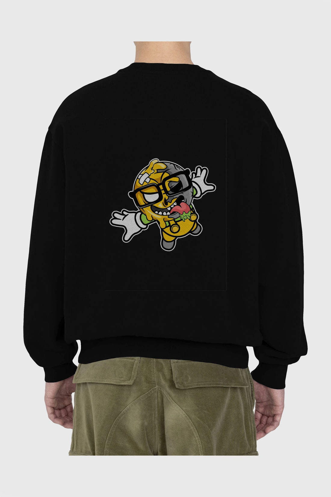 Smiley Jump Arka Baskılı Oversize Sweatshirt Erkek Kadın Unisex