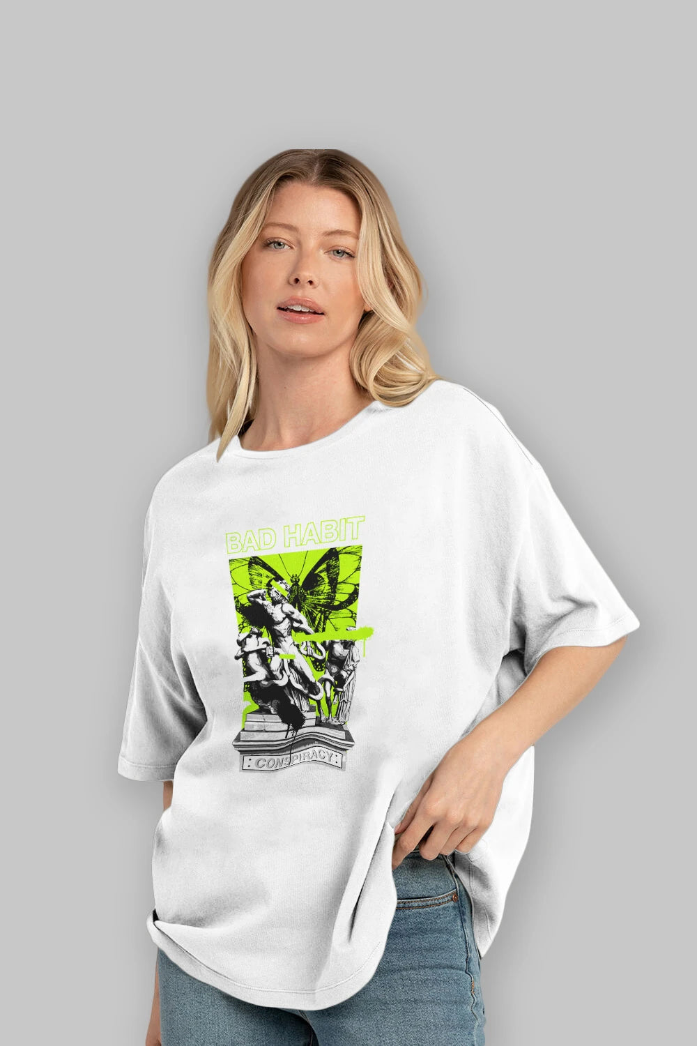 Bad Habit Ön Baskılı Oversize t-shirt Erkek Kadın Unisex