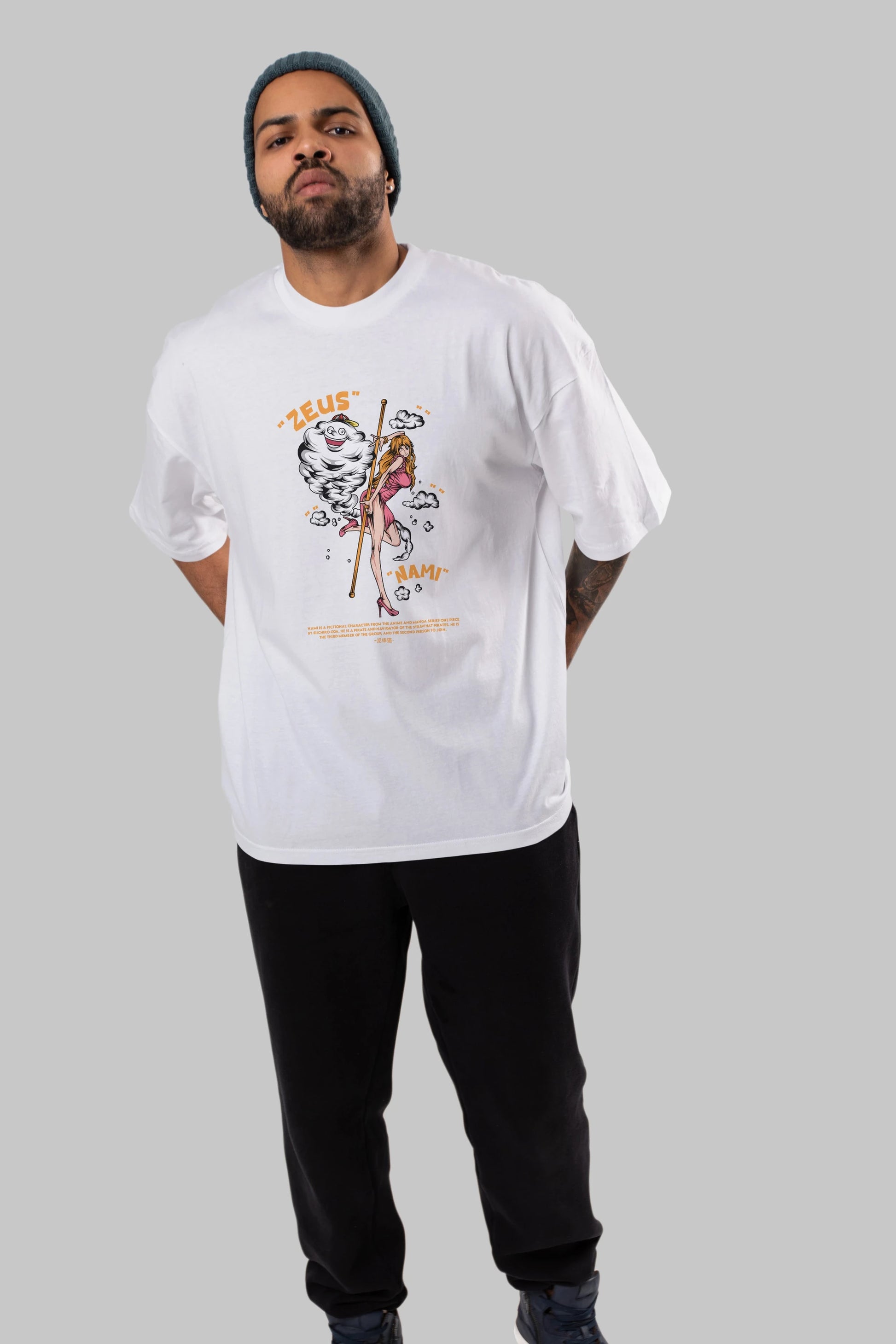 Zeus Nami Anime Ön Baskılı Oversize t-shirt %100 pamuk Erkek Kadın Unisex