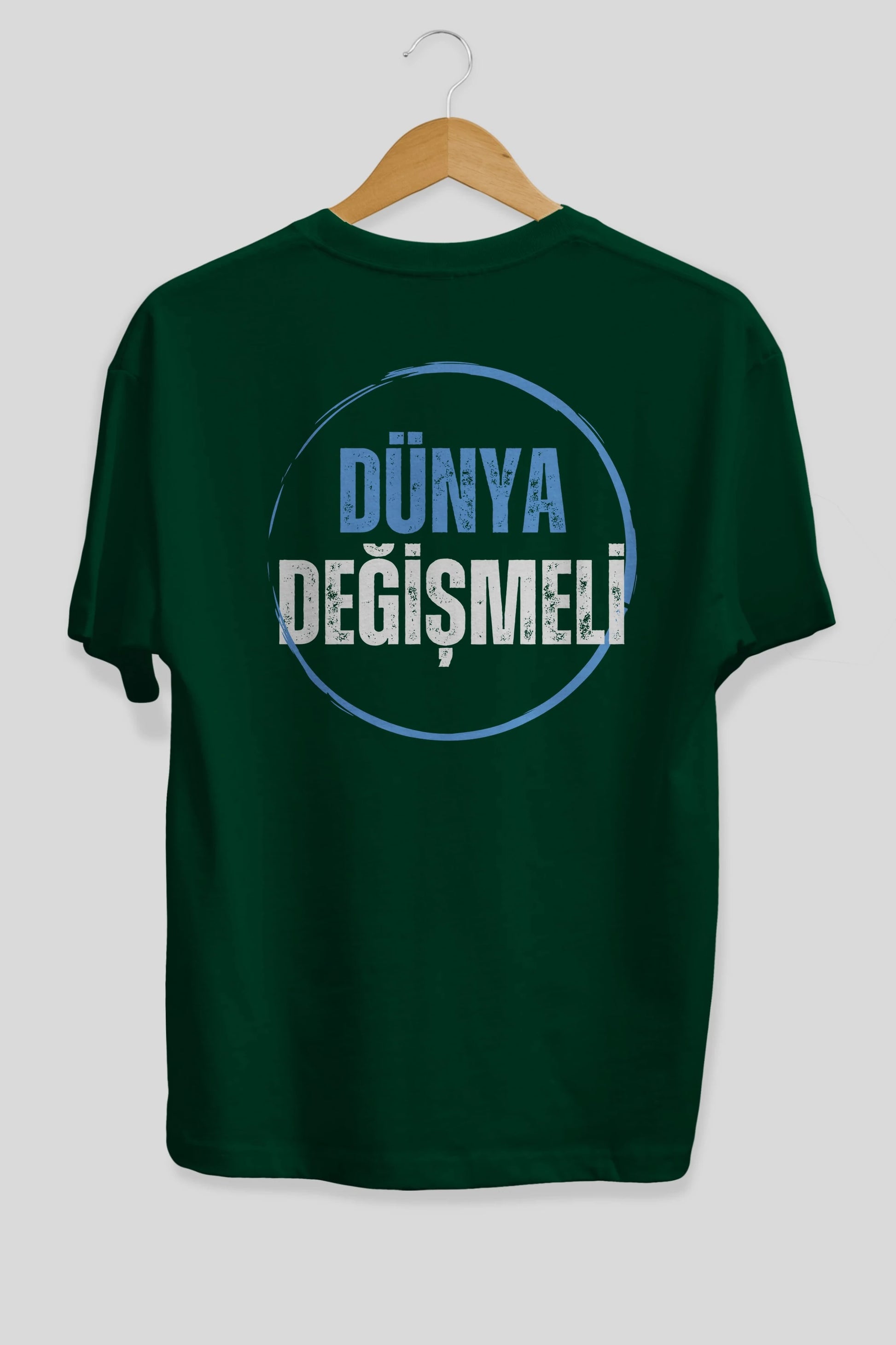 Dünya Değişmeli Yazılı Arka Baskılı Oversize t-shirt Erkek Kadın Unisex