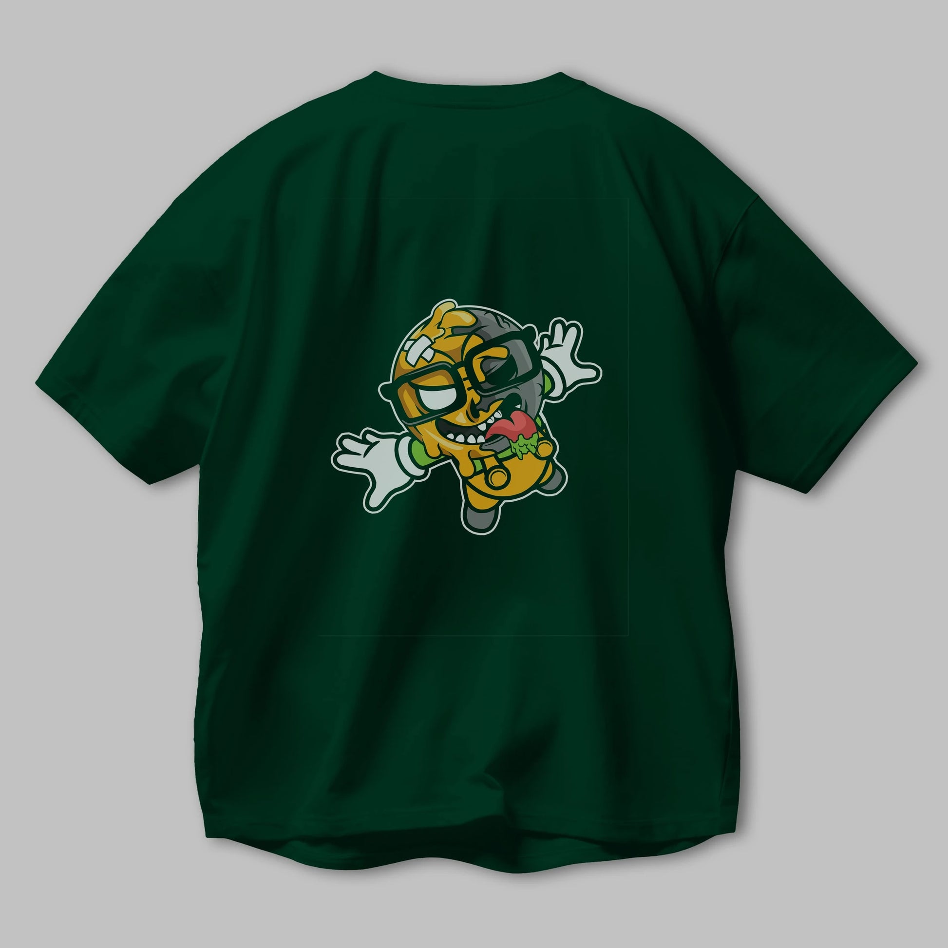 Smiley Jump Arka Baskılı Oversize t-shirt Erkek Kadın Unisex %100 Pamuk tişort