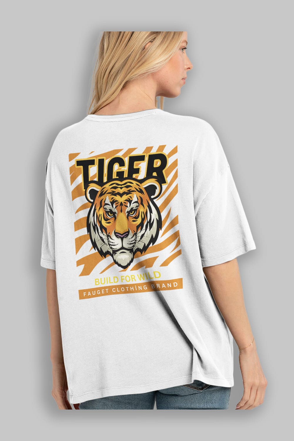 Tiger Arka Baskılı Oversize t-shirt Erkek Kadın Unisex