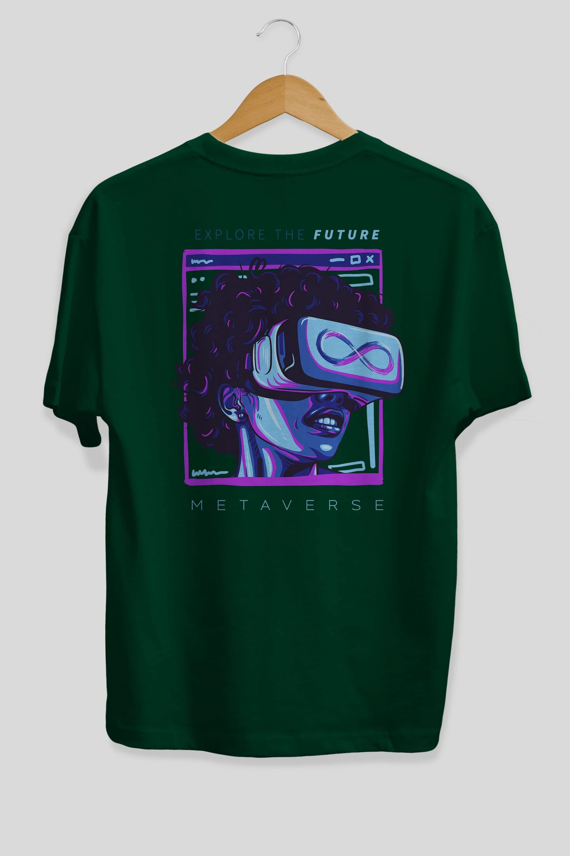 Metaverse Arka Baskılı Oversize t-shirt Erkek Kadın Unisex
