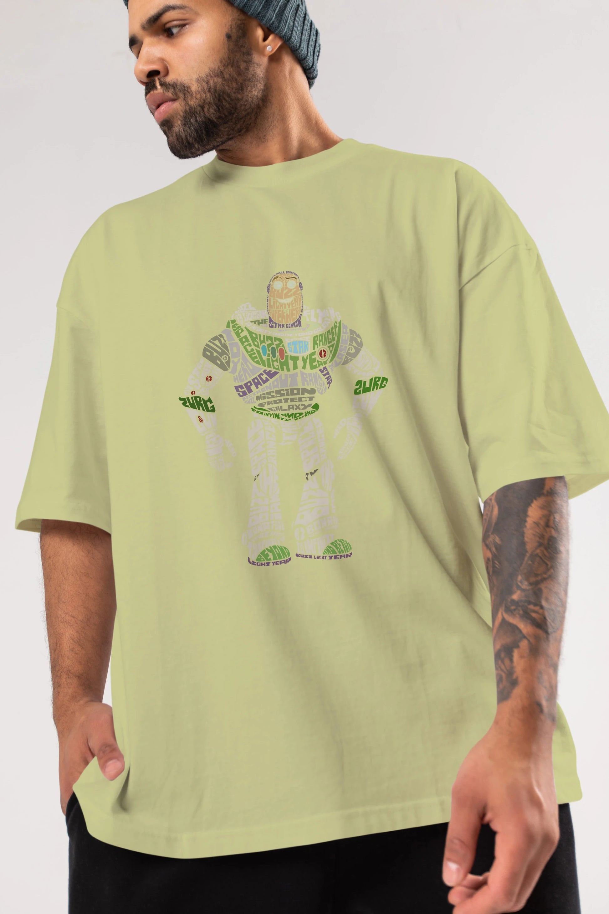 Buzz Ön Baskılı Oversize t-shirt %100 pamuk Erkek Kadın Unisex