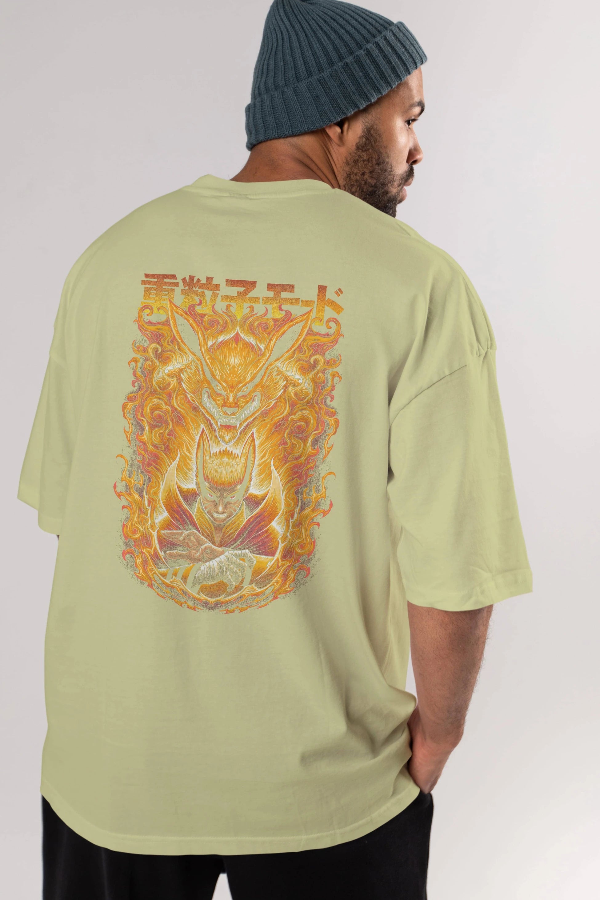 NARUTO KYUUBI 1 Anime Arka Baskılı Oversize t-shirt Erkek Kadın Unisex