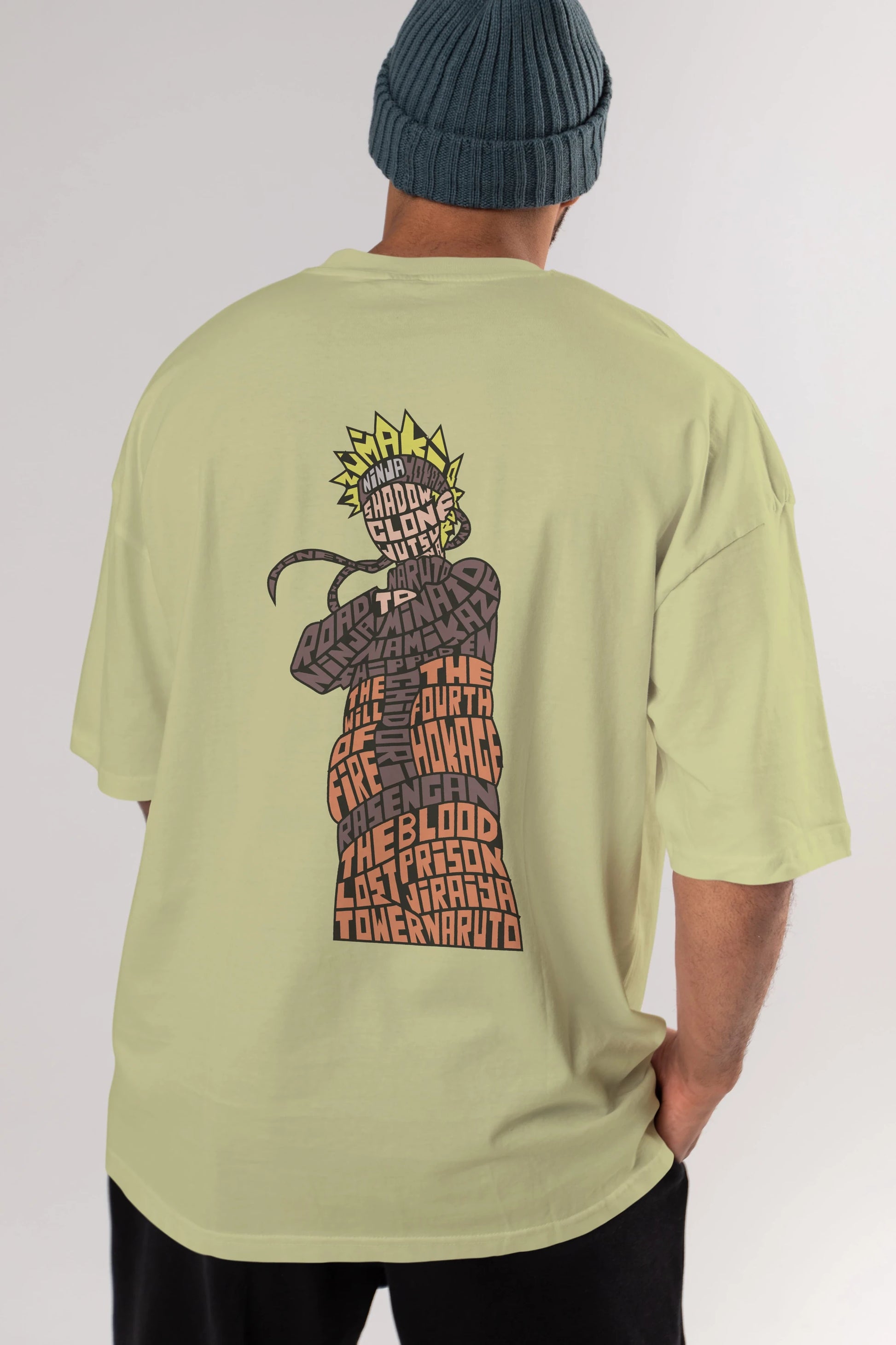 Rasengan Arka Baskılı Oversize t-shirt %100 pamuk Erkek Kadın Unisex
