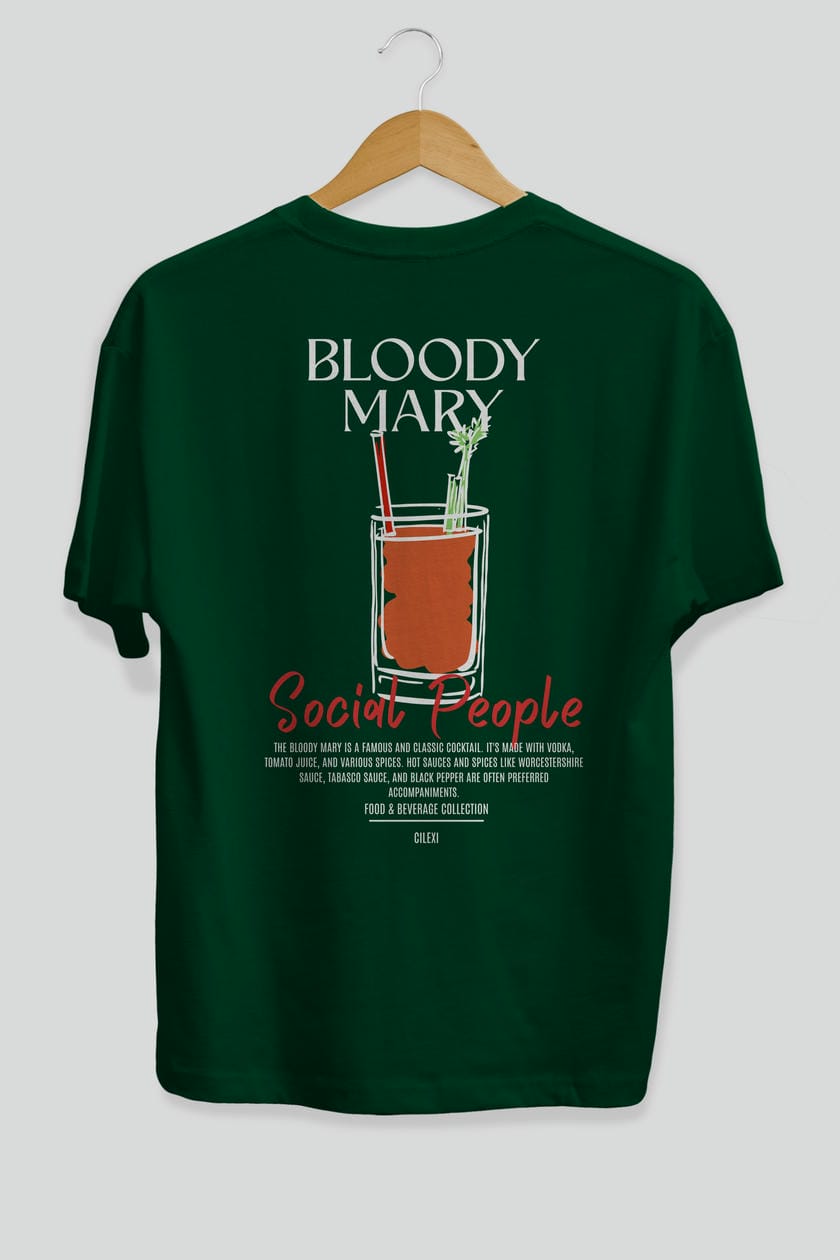 Bloody Mary Kokteyl Serisi Baskılı Oversize t-shirt Erkek Kadın Unisex %100 Pamuk Bisiklet Yaka tişort