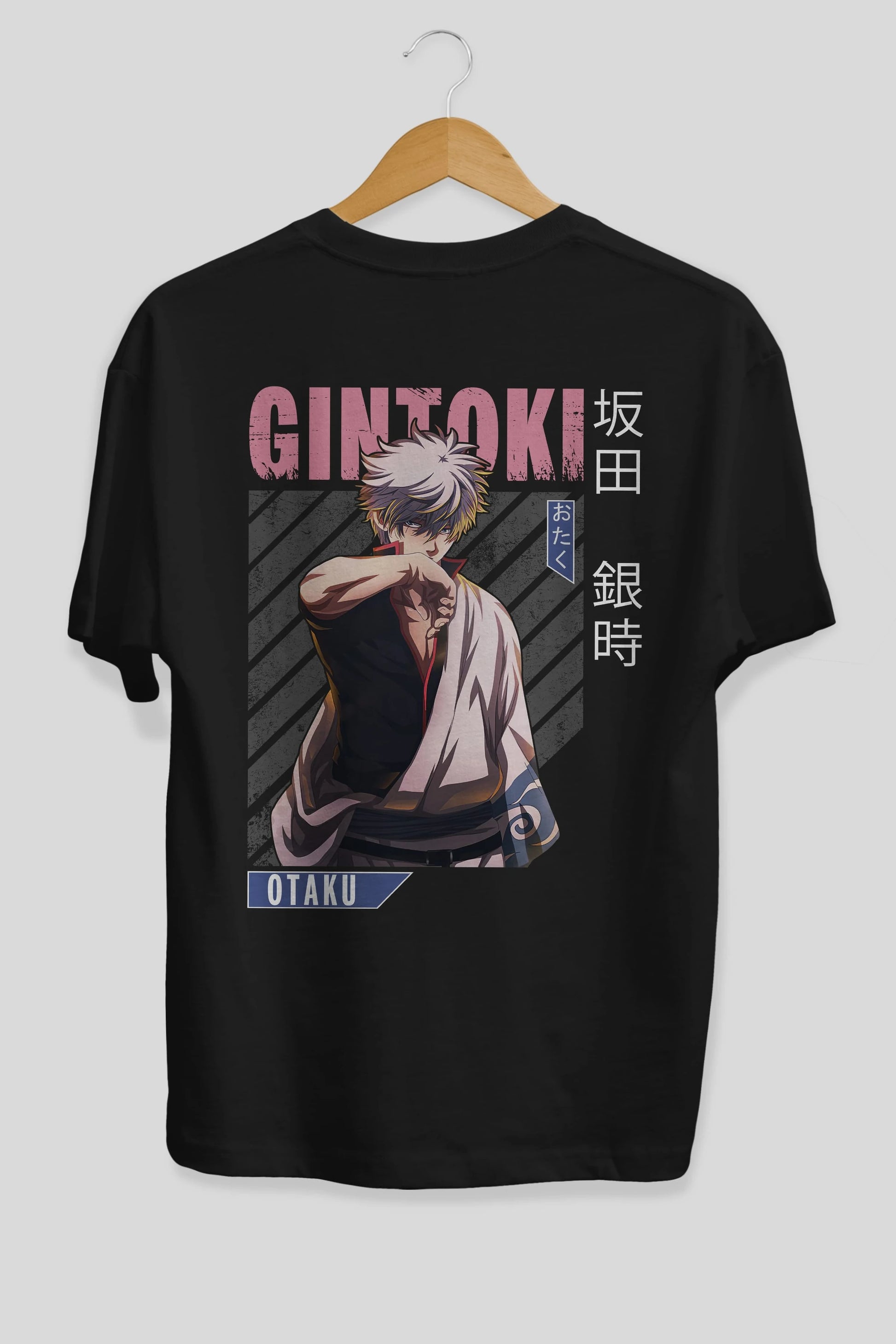 Gintoki Sakata Anime Arka Baskılı Oversize t-shirt Erkek Kadın Unisex
