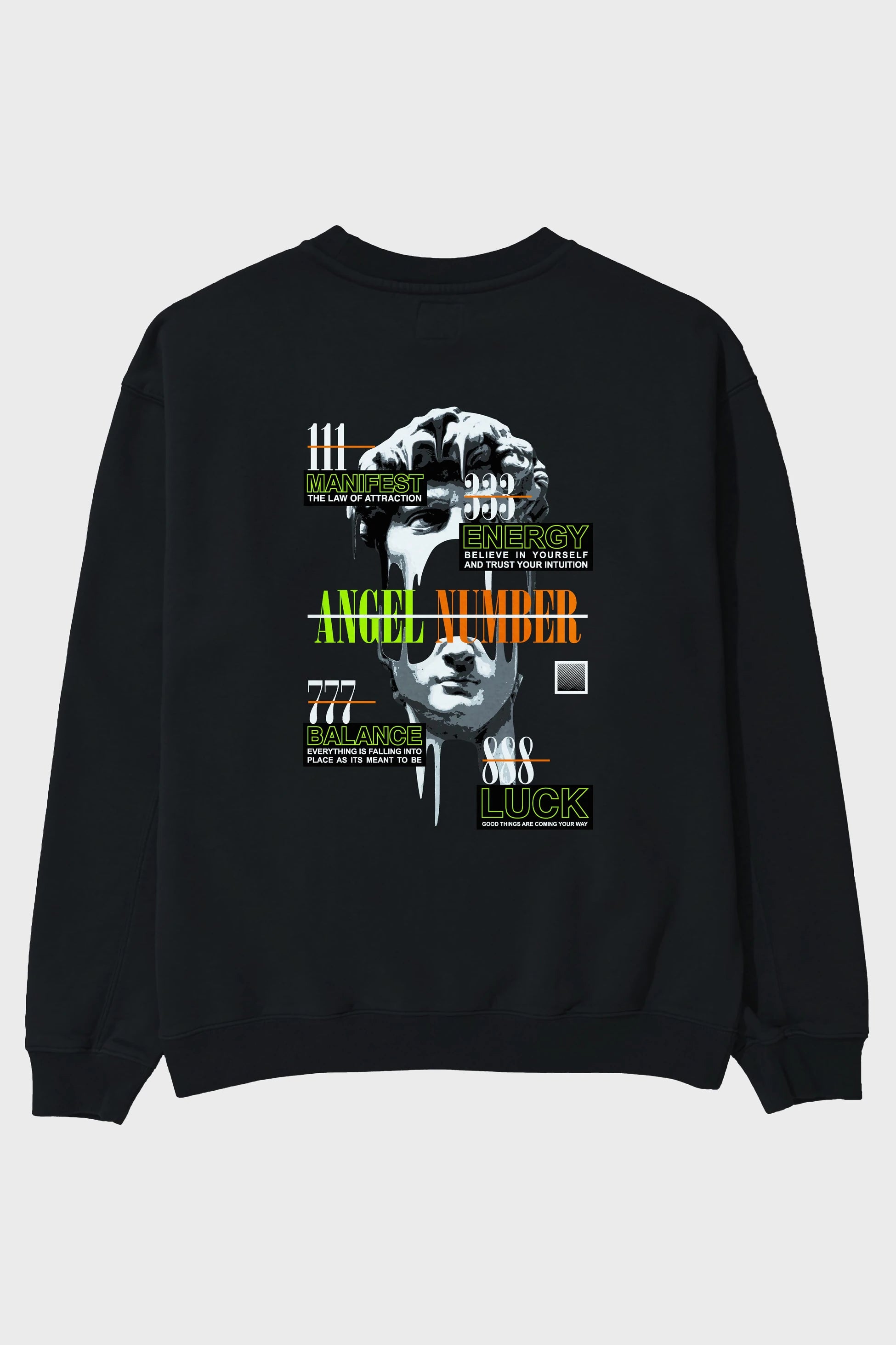 Angel Number Arka Baskılı Oversize Sweatshirt Erkek Kadın Unisex
