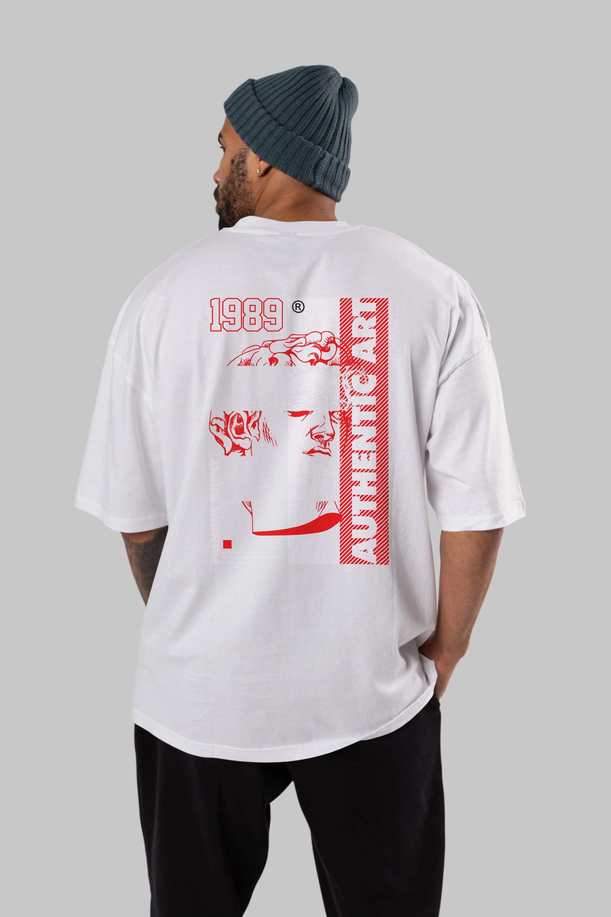 Authentic Art Arka Baskılı Oversize t-shirt Erkek Kadın Unisex