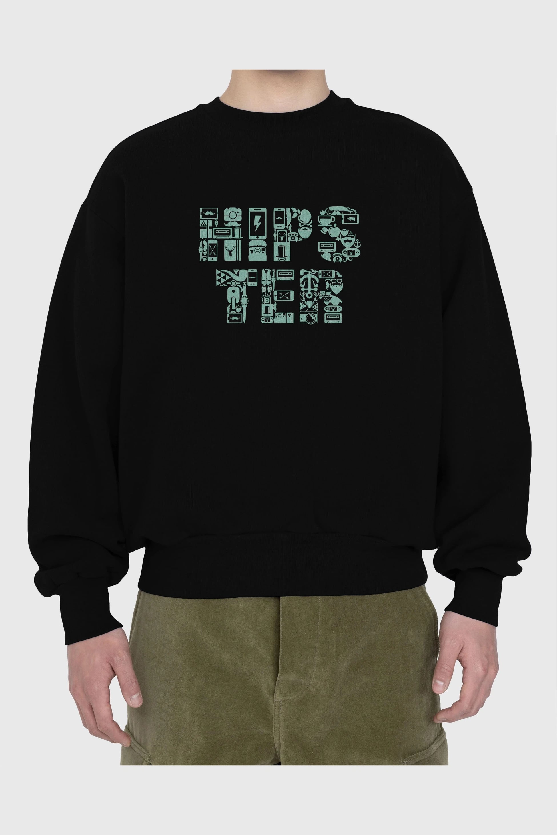 HIPSTER Ön Baskılı Oversize Sweatshirt Erkek Kadın Unisex