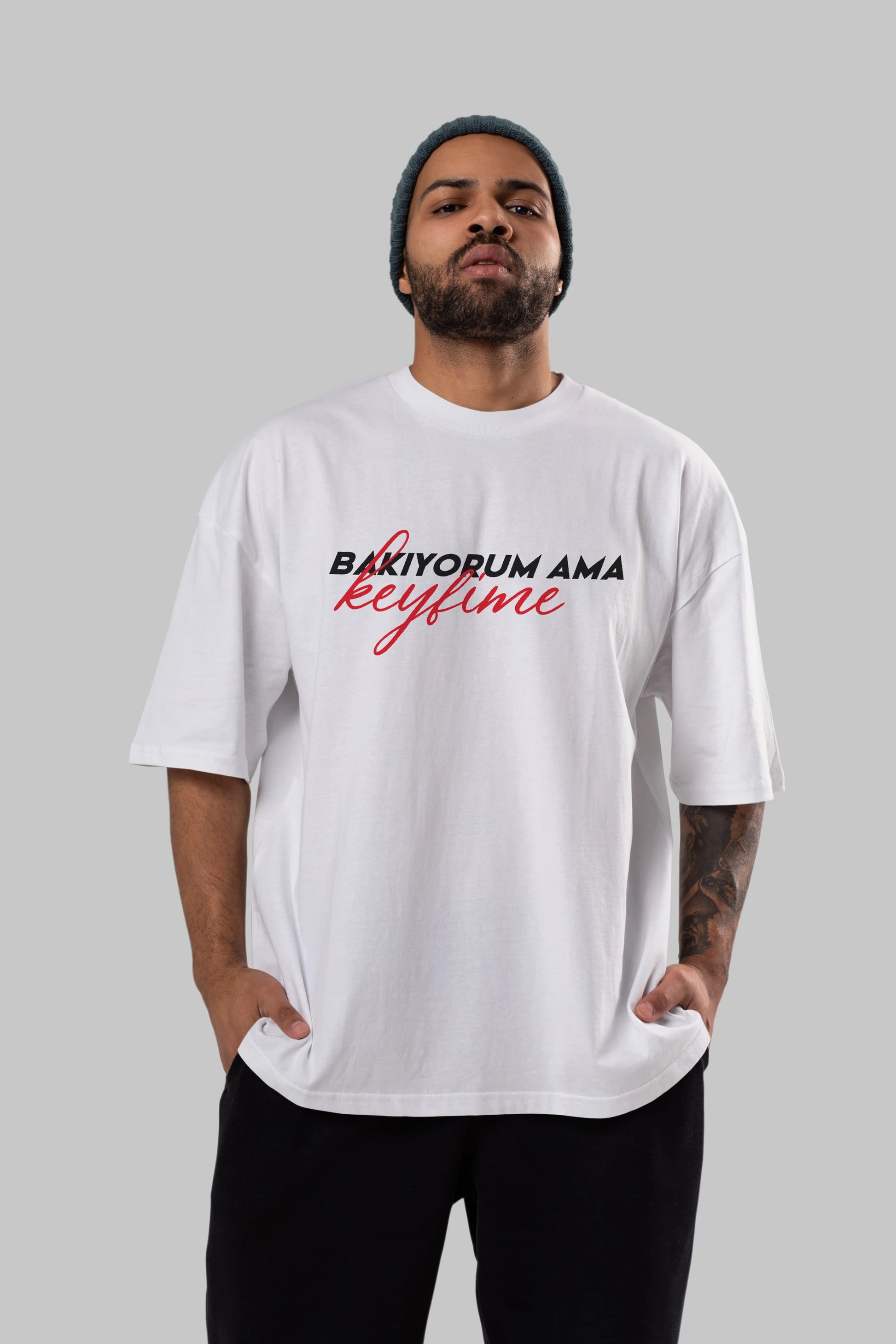 Bakıyorum Ama Keyfime Ön Baskılı Oversize t-shirt %100 pamuk Erkek Kadın Unisex