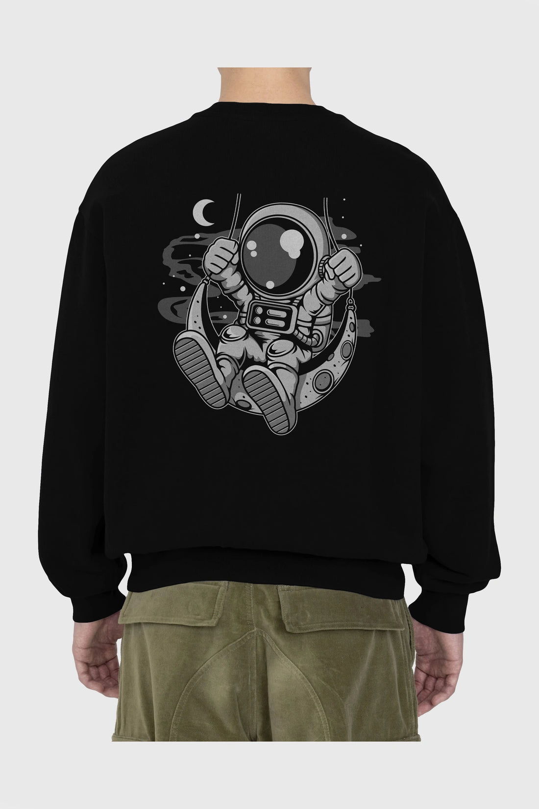 Astronaut Moon Swinger Arka Baskılı Oversize Sweatshirt Erkek Kadın Unisex
