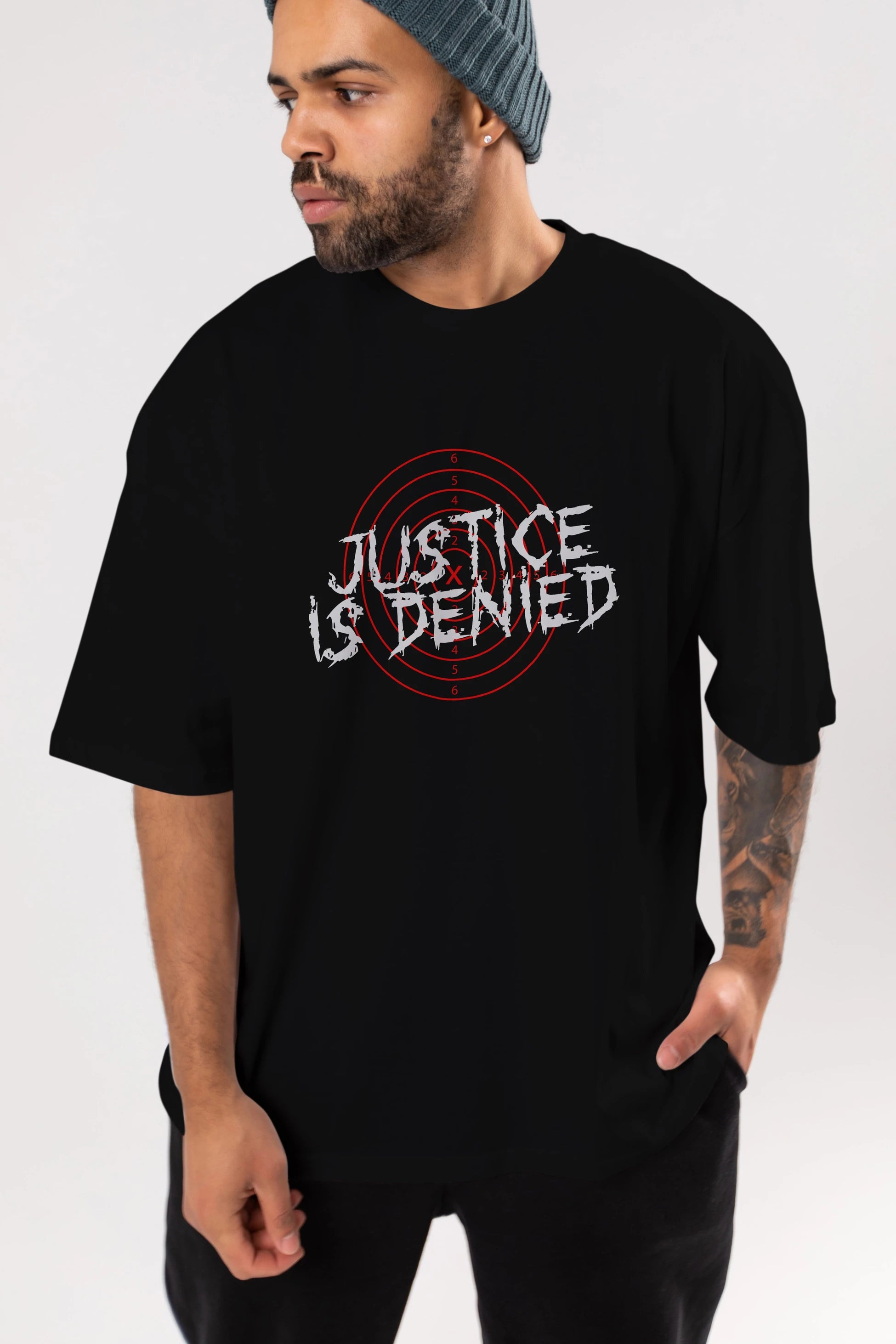 Justice is Denied Ön Baskılı Oversize t-shirt Erkek Kadın Unisex