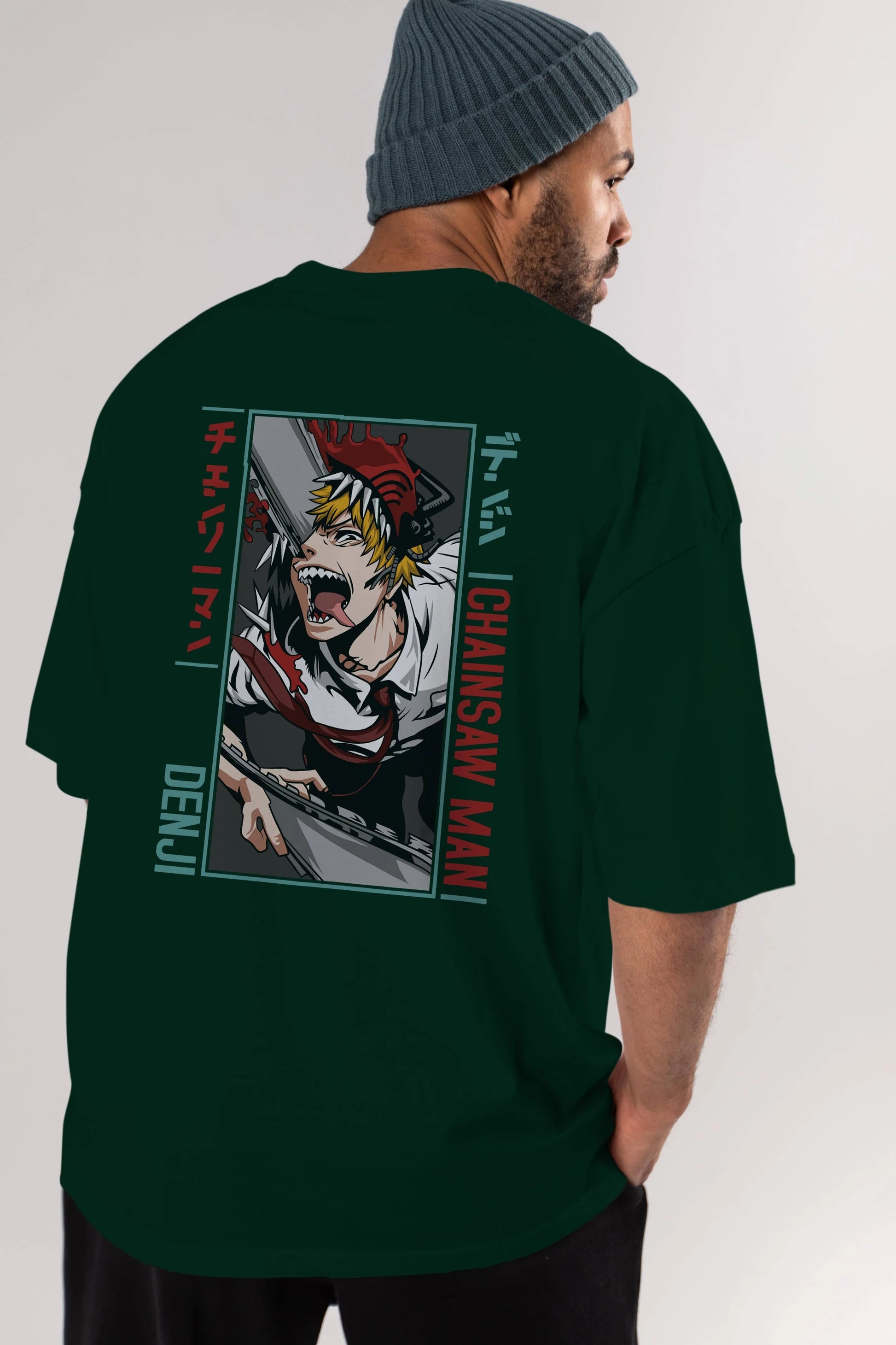 Denji Chainsaw Man Anime Arka Baskılı Oversize t-shirt Erkek Kadın Unisex