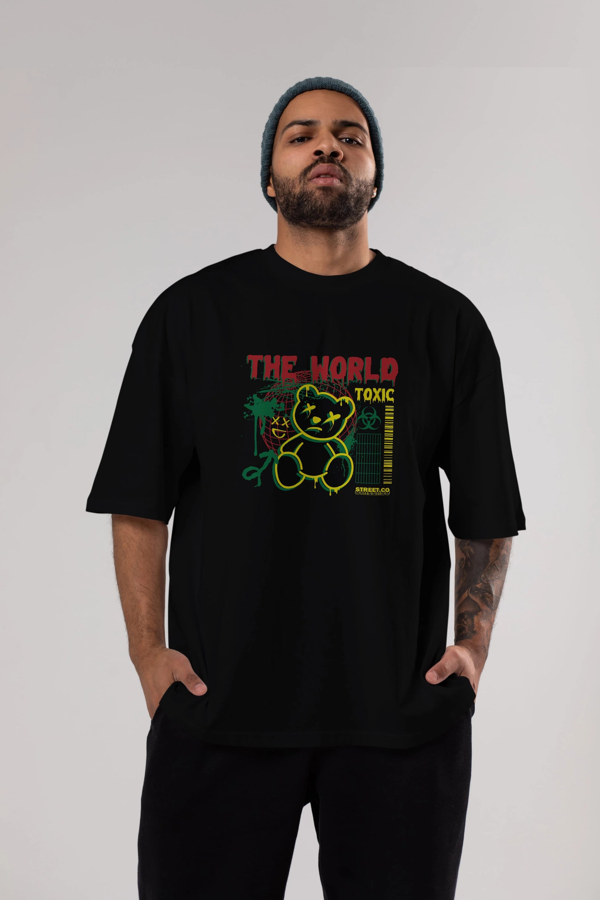 The World Toxic Bear Ön Baskılı Oversize t-shirt Erkek Kadın Unisex