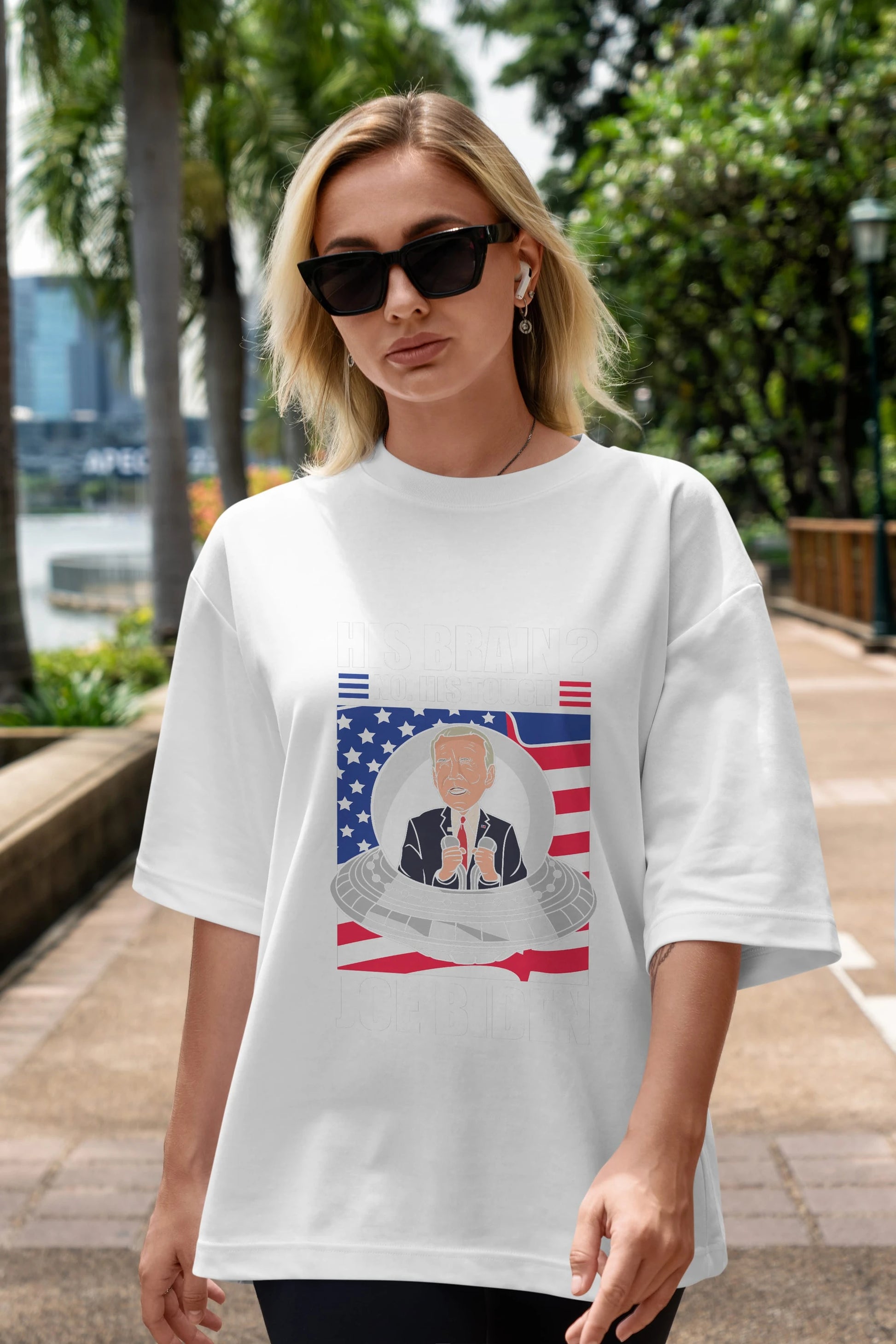 Alien Biden Ön Baskılı Oversize t-shirt Erkek Kadın Unisex %100 Pamuk tişort