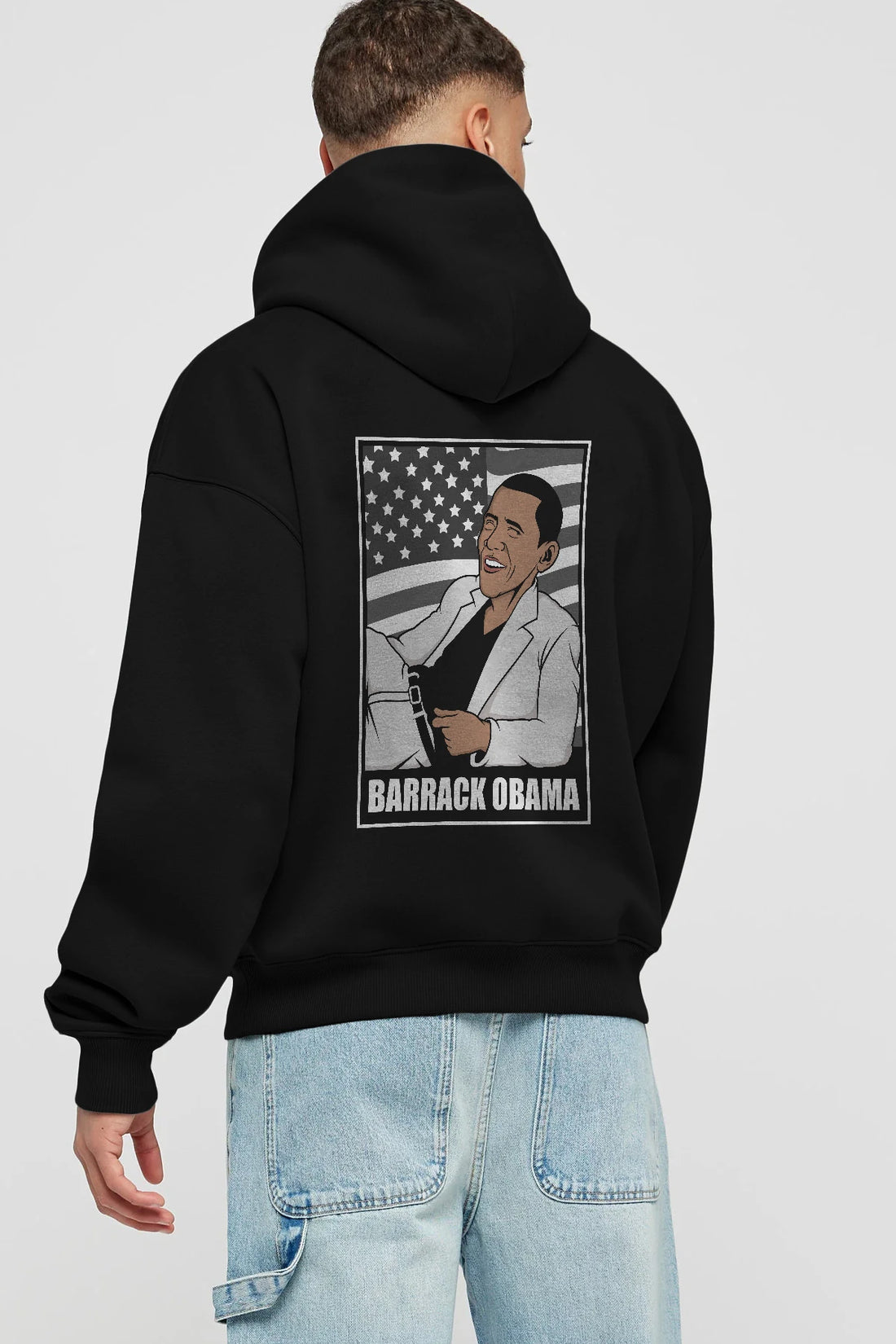 Obama Thriller Arka Baskılı Hoodie Oversize Kapüşonlu Sweatshirt Erkek Kadın Unisex