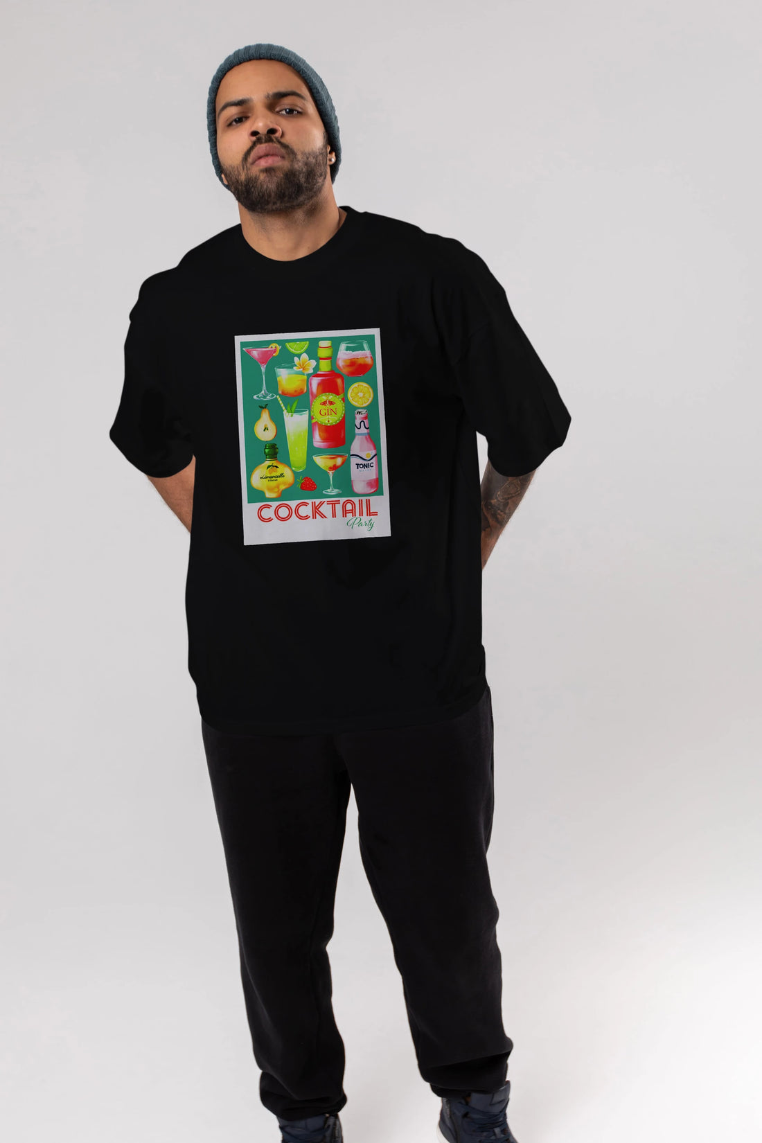 Cocktail Party 2 Ön Baskılı Oversize t-shirt Erkek Kadın Unisex %100 Pamuk Bisiklet Yaka tişort