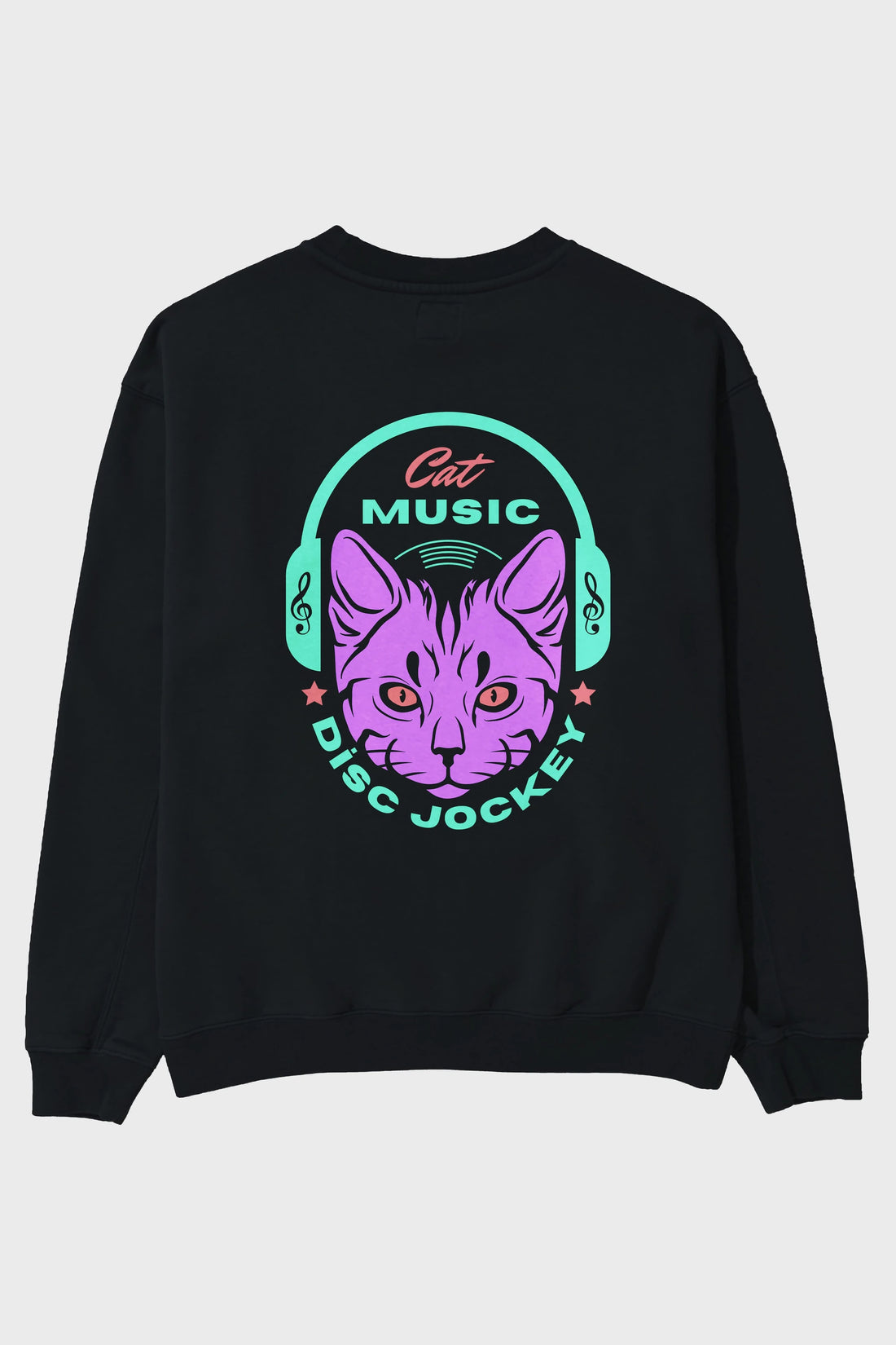Cat Music Arka Baskılı Oversize Sweatshirt Erkek Kadın Unisex