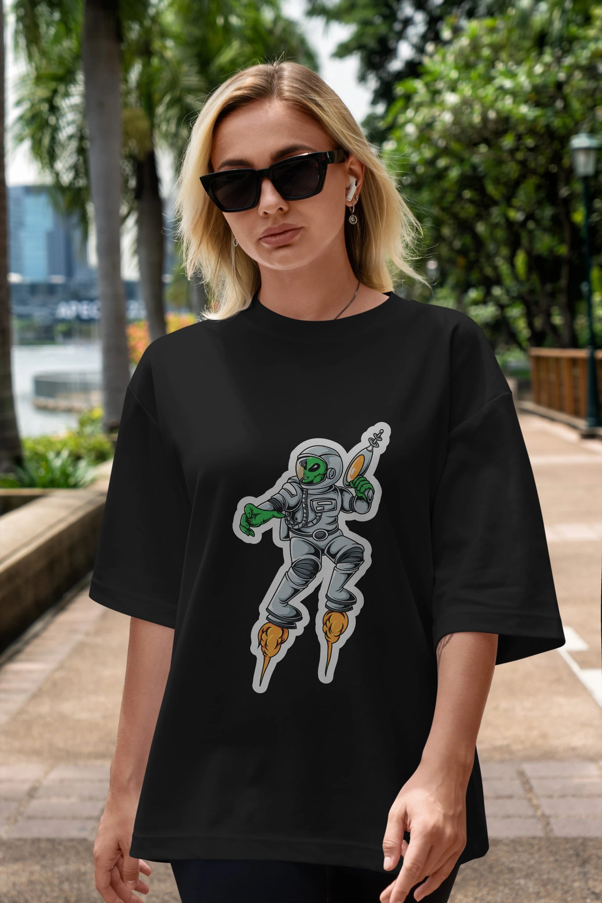 Alien Wars Sticker Ön Baskılı Oversize t-shirt Erkek Kadın Unisex