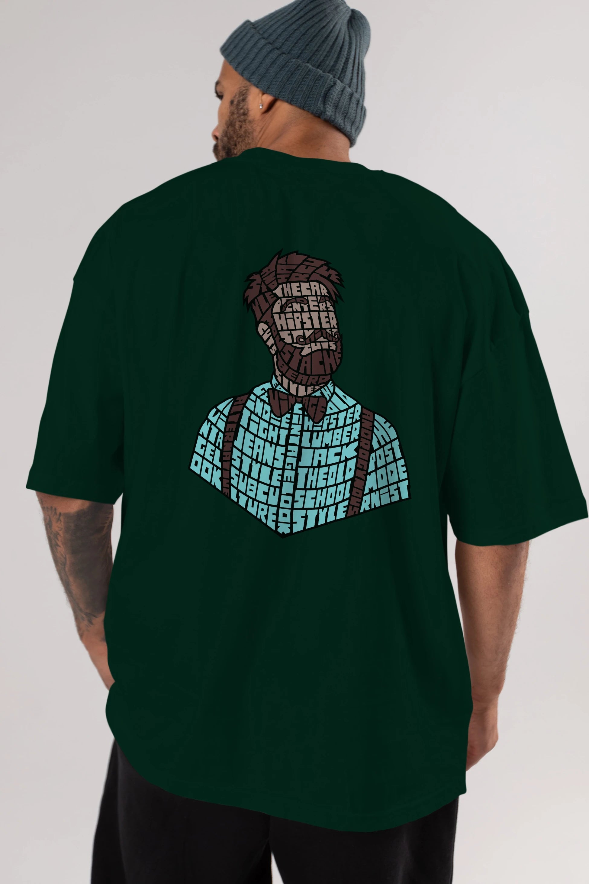 Hipster (2) Arka Baskılı Oversize t-shirt %100 pamuk Erkek Kadın Unisex