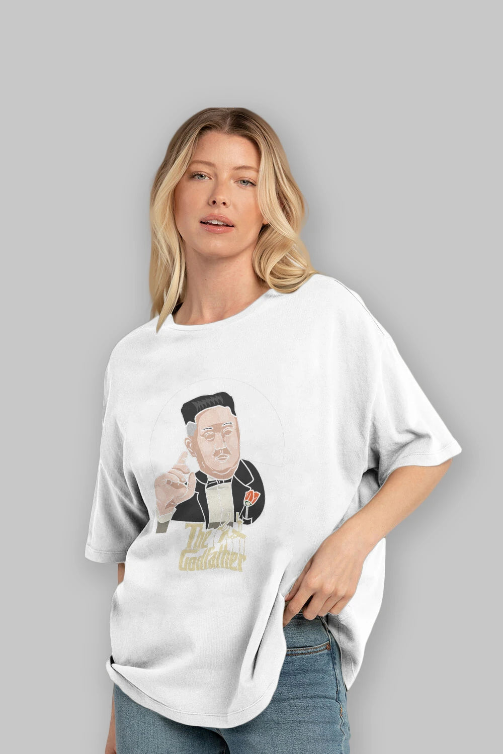 Godfather Jong Un Ön Baskılı Oversize t-shirt Erkek Kadın Unisex %100 Pamuk tişort