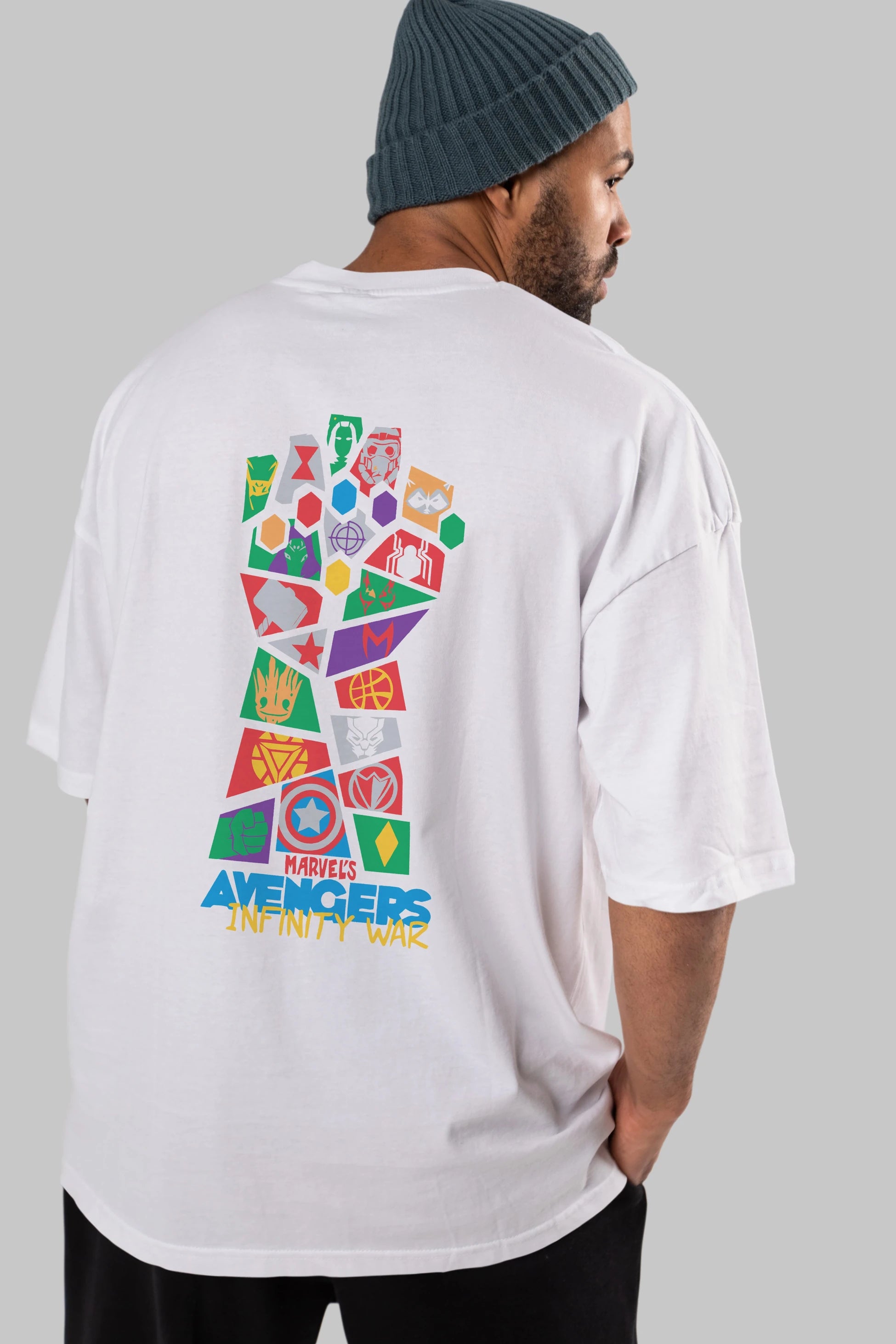 The Avengers Arka Baskılı Oversize t-shirt Erkek Kadın Unisex %100 Pamuk Bisiklet Yaka tişort