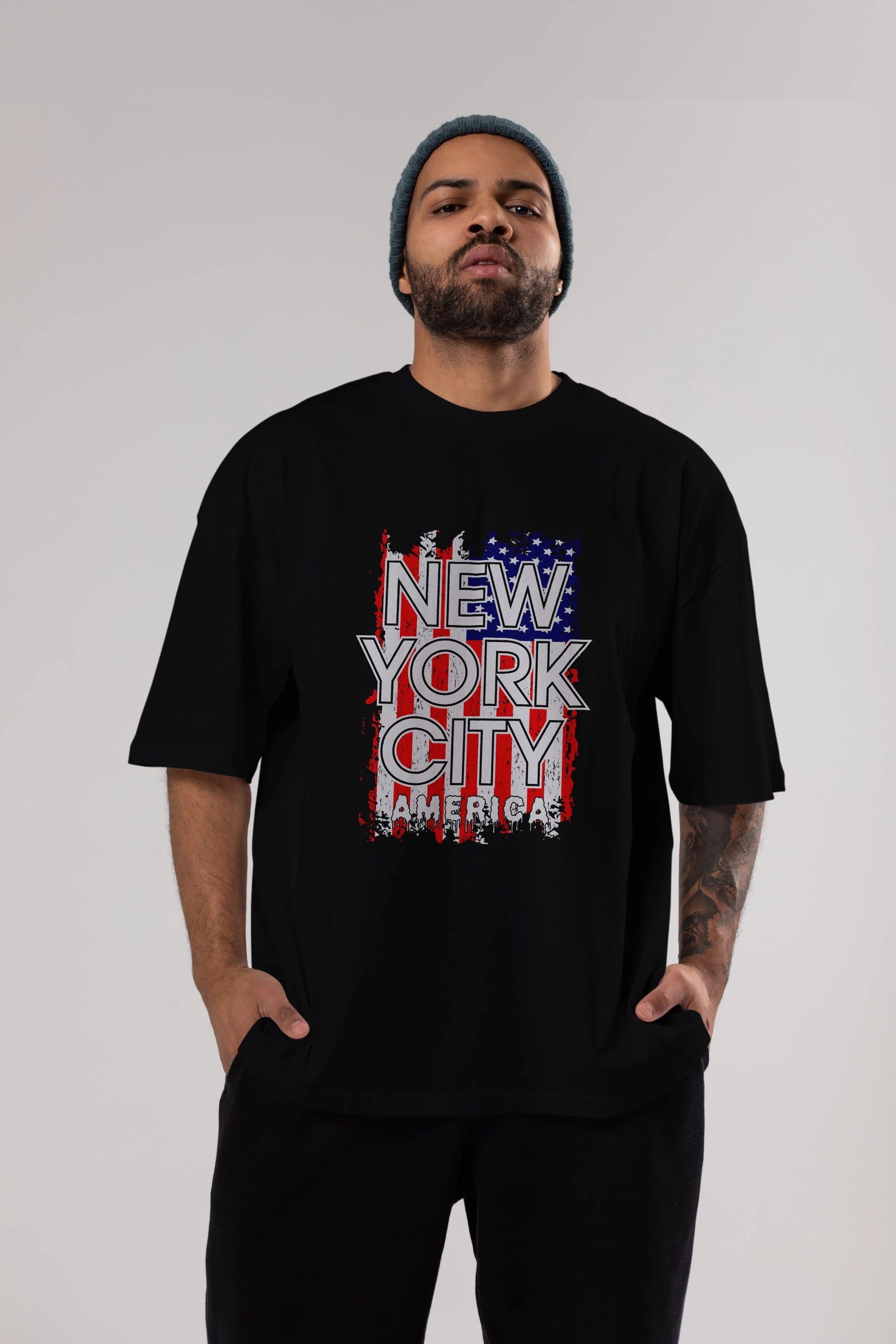 New York City 2 Ön Baskılı Oversize t-shirt Erkek Kadın Unisex