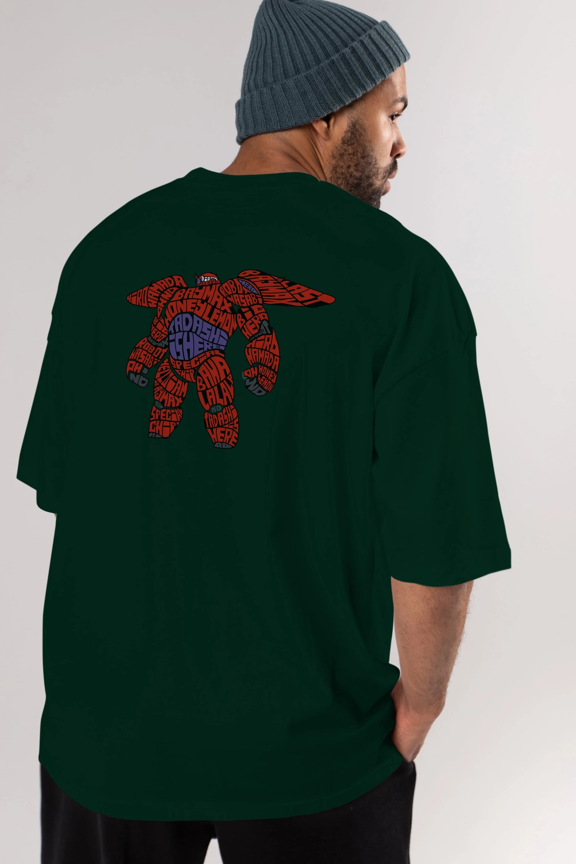 Baymax Arka Baskılı Oversize t-shirt %100 pamuk Erkek Kadın Unisex