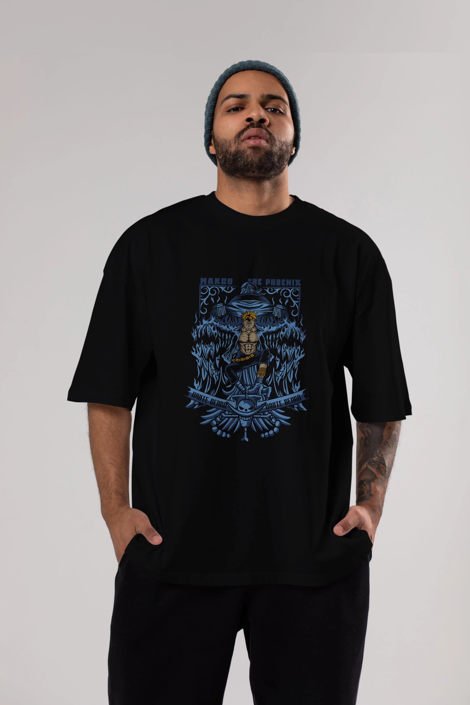 MARCO EL FENIX One Piece Anime Ön Baskılı Oversize t-shirt %100 pamuk Erkek Kadın Unisex