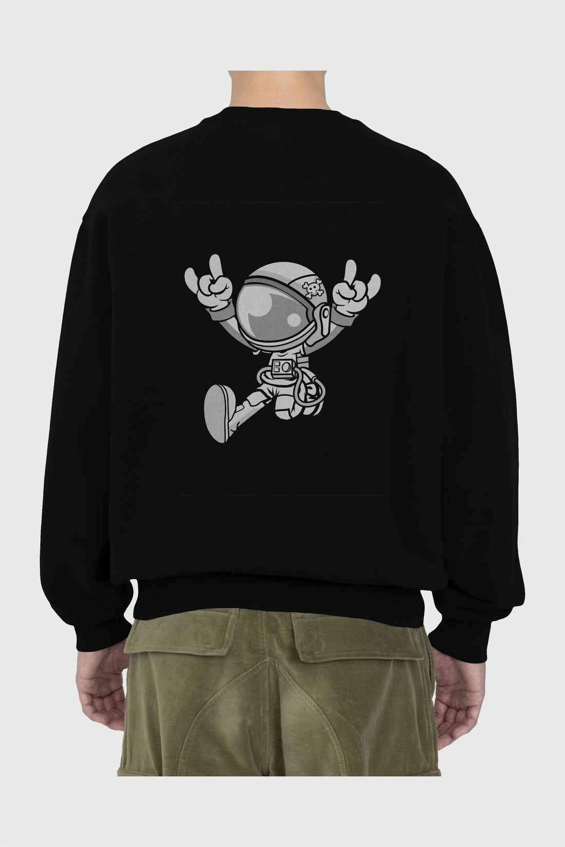 Astronaut Metal Arka Baskılı Oversize Sweatshirt Erkek Kadın Unisex