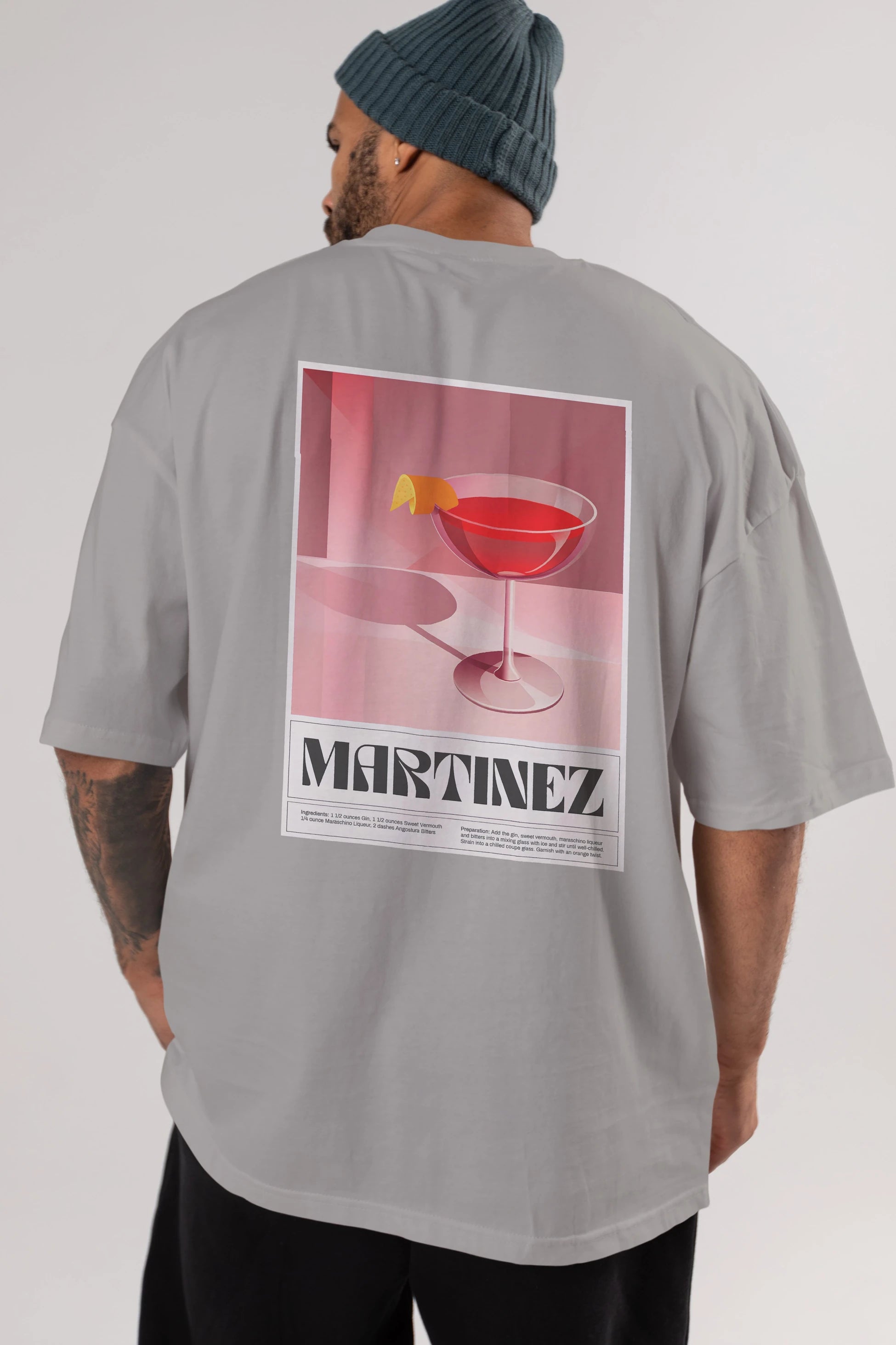 Martinez Arka Baskılı Oversize t-shirt Erkek Kadın Unisex %100 Pamuk Bisiklet Yaka tişort