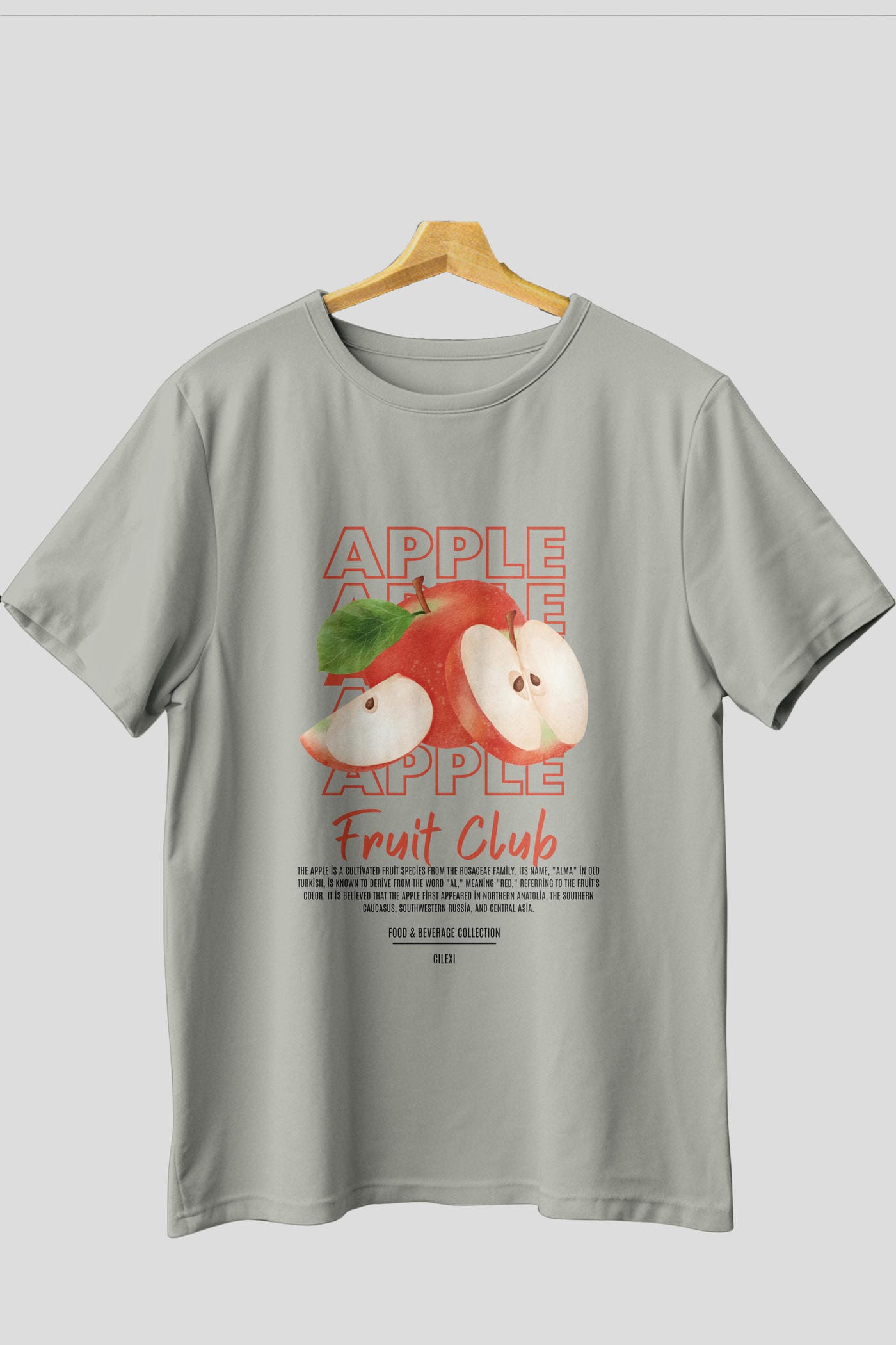 Apple Ön Baskılı Oversize t-shirt Erkek Kadın Pamuk Bisiklet Yaka tişort